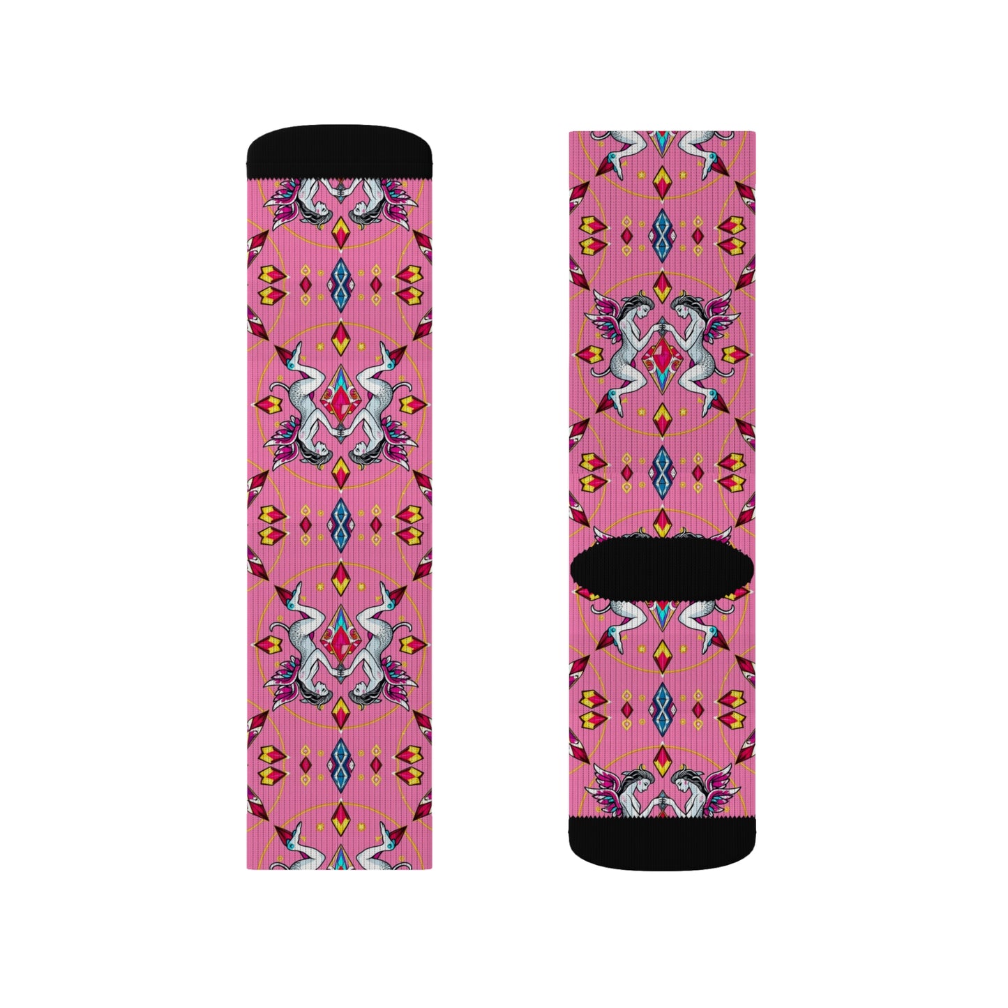 Sublimation Socks, Gemini, Zodiac v4, Jewel Pattern