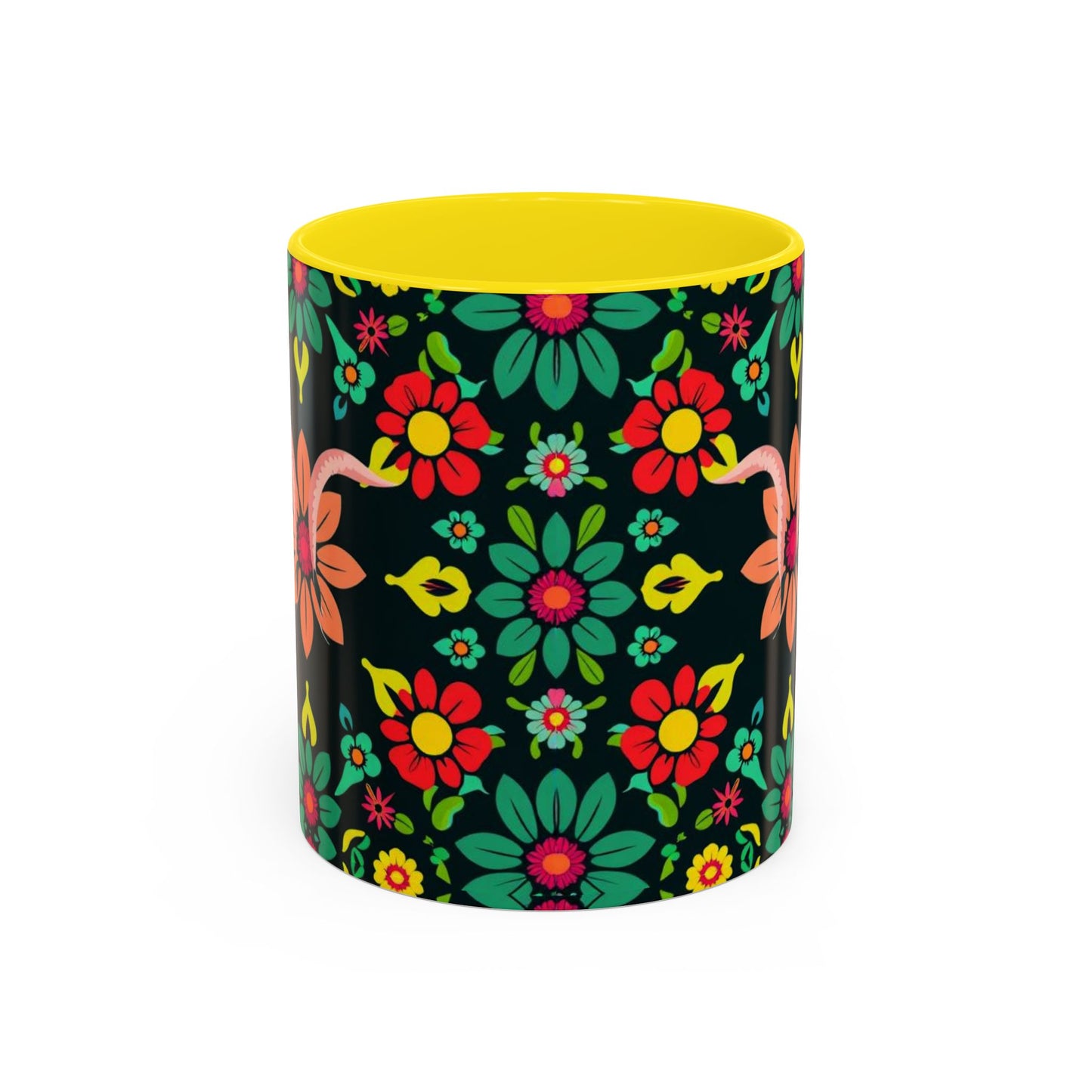 Accent Coffee Mug, Aquarius, Zodiac v4, Flower Pattern, (11, 15oz)