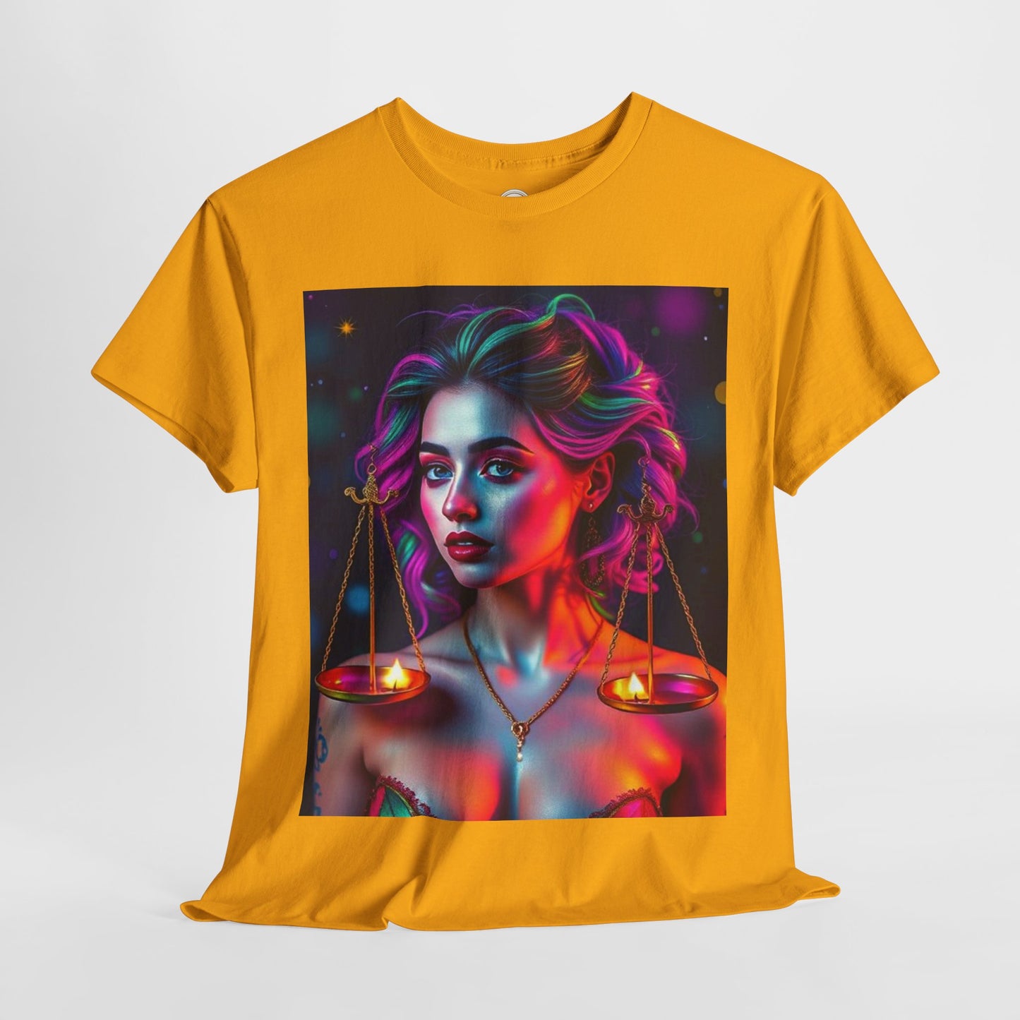 Unisex Heavy Cotton T-Shirt, Libra, Zodiac v3, Sexy Art
