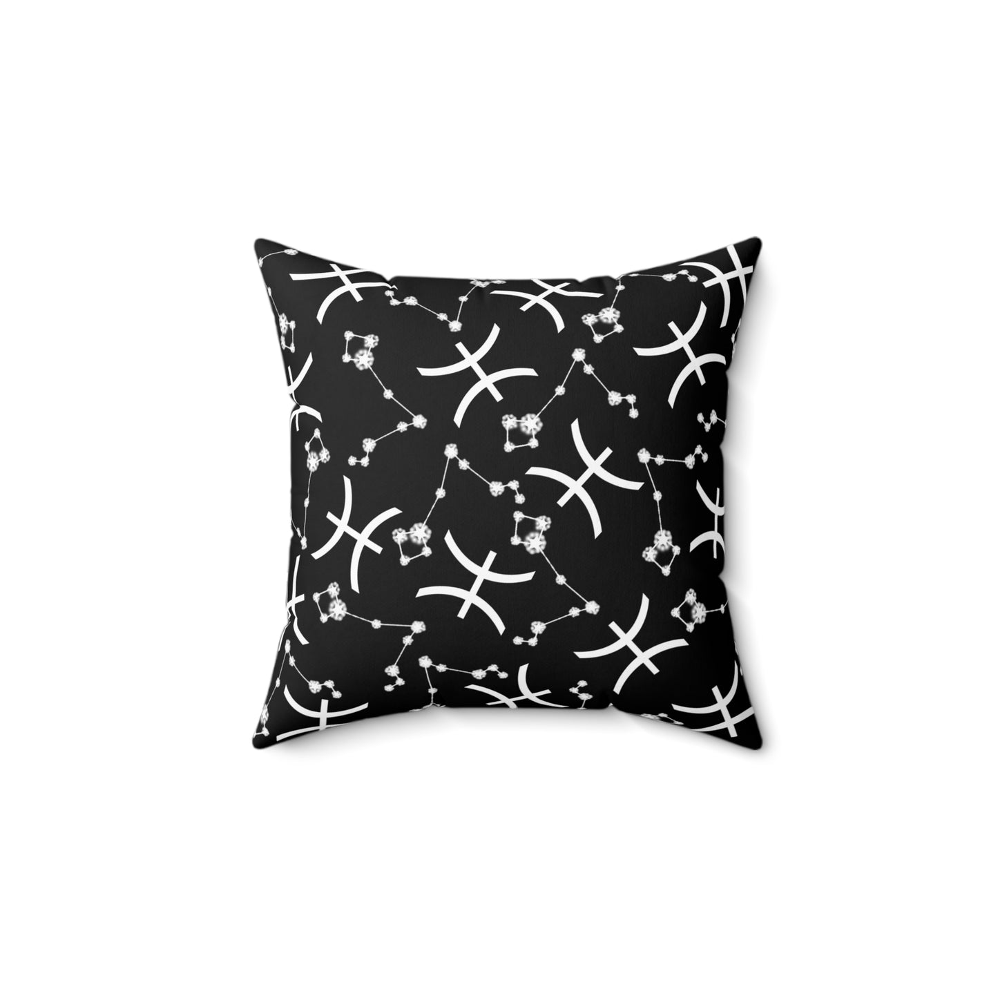 Zodiac Spun Polyester Square Pillow Pisces Zodiac Sign Black Pillow