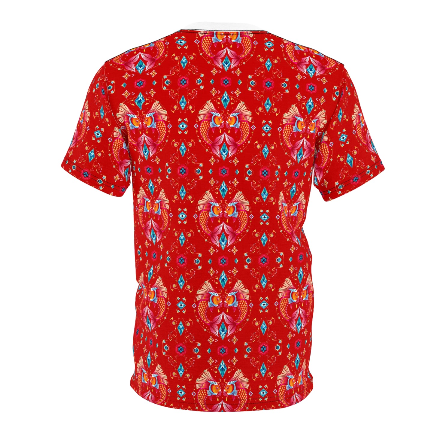 Unisex Cut & Sew T-Shirt, (AOP), Pisces, Zodiac v4, Jewels Pattern