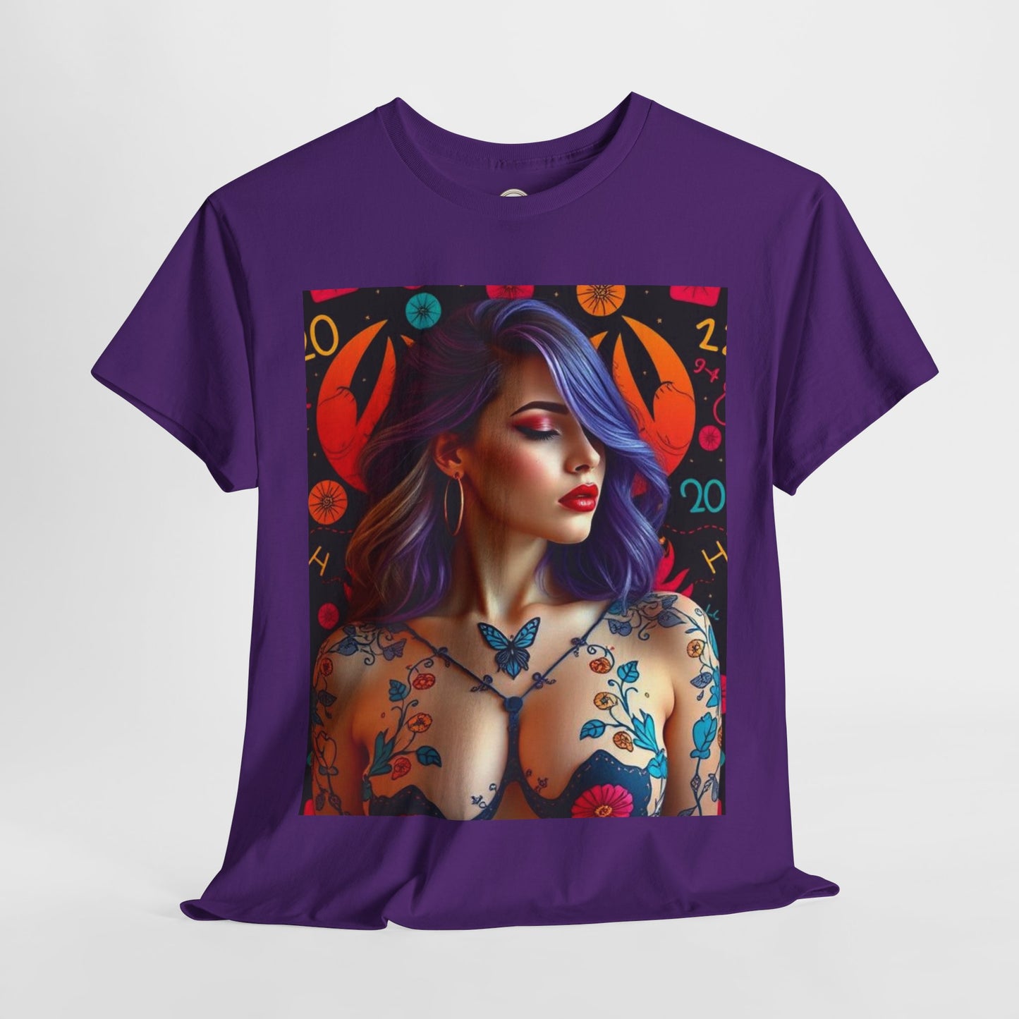Unisex Heavy Cotton T-Shirt, Cancer, Zodiac, Sexy Art