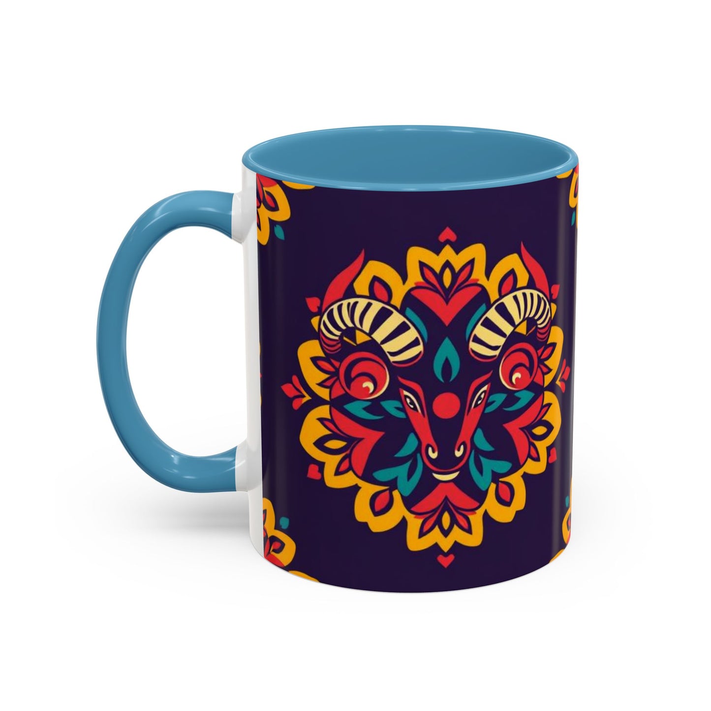 Accent Coffee Mug, Taurus, Zodiac v4. Flower Pattern, (11, 15oz)
