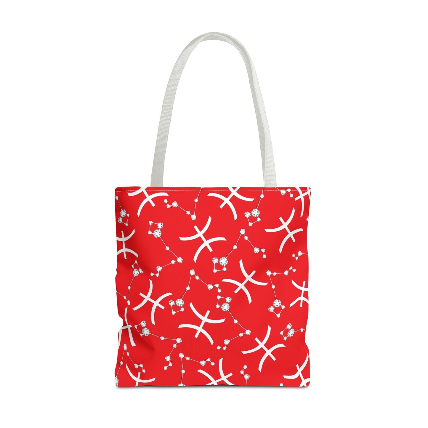 Tote Bag, Pisces Zodiac Sign, AOP, (Red, White)
