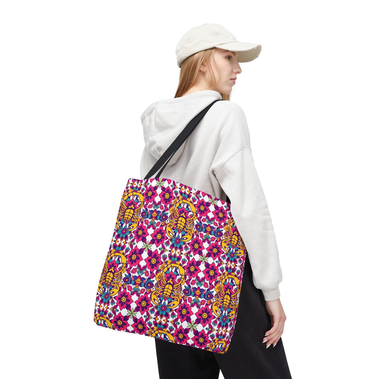 Tote Bag (AOP), Scorpio, Zodiac v1, Flower Pattern