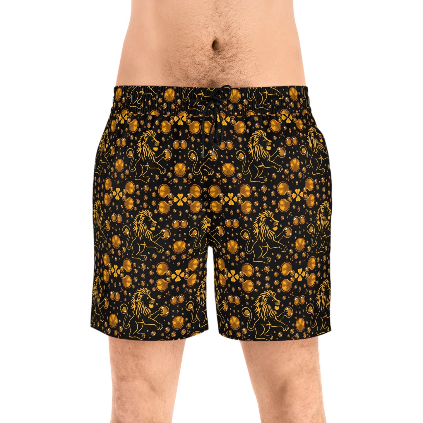 Men's Mid-Length Swim Shorts, (AOP), Leo, Zodiac v2, Bubble Pattern