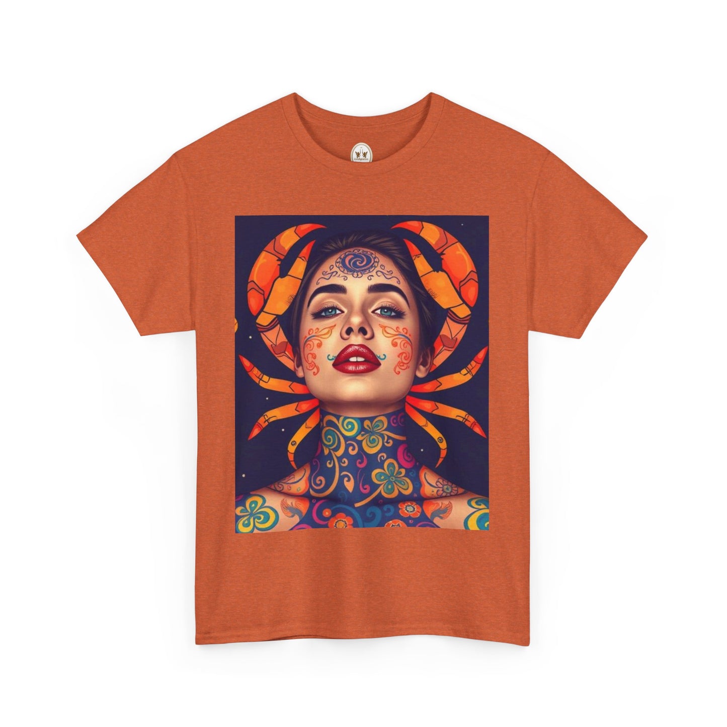 Unisex Heavy Cotton T-Shirt, Cancer, Zodiac v2, Sexy Art