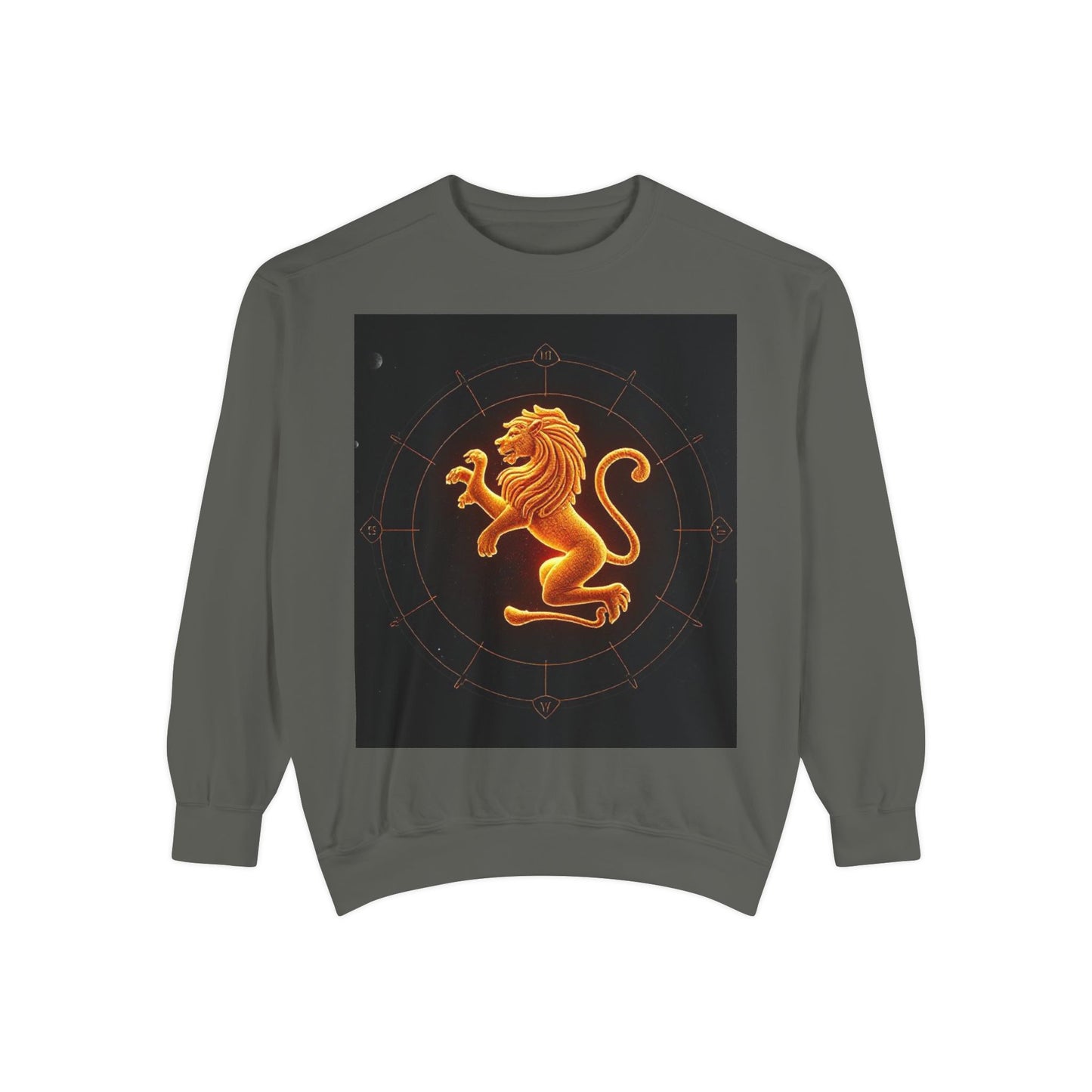 Garment-Dyed Sweatshirt, Unisex, Space Animal Design v1, Leo