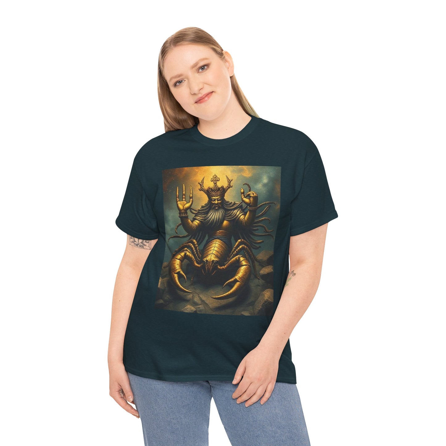 Unisex Heavy Cotton T-Shirt, Desert Scorpio King, Zodiac Design