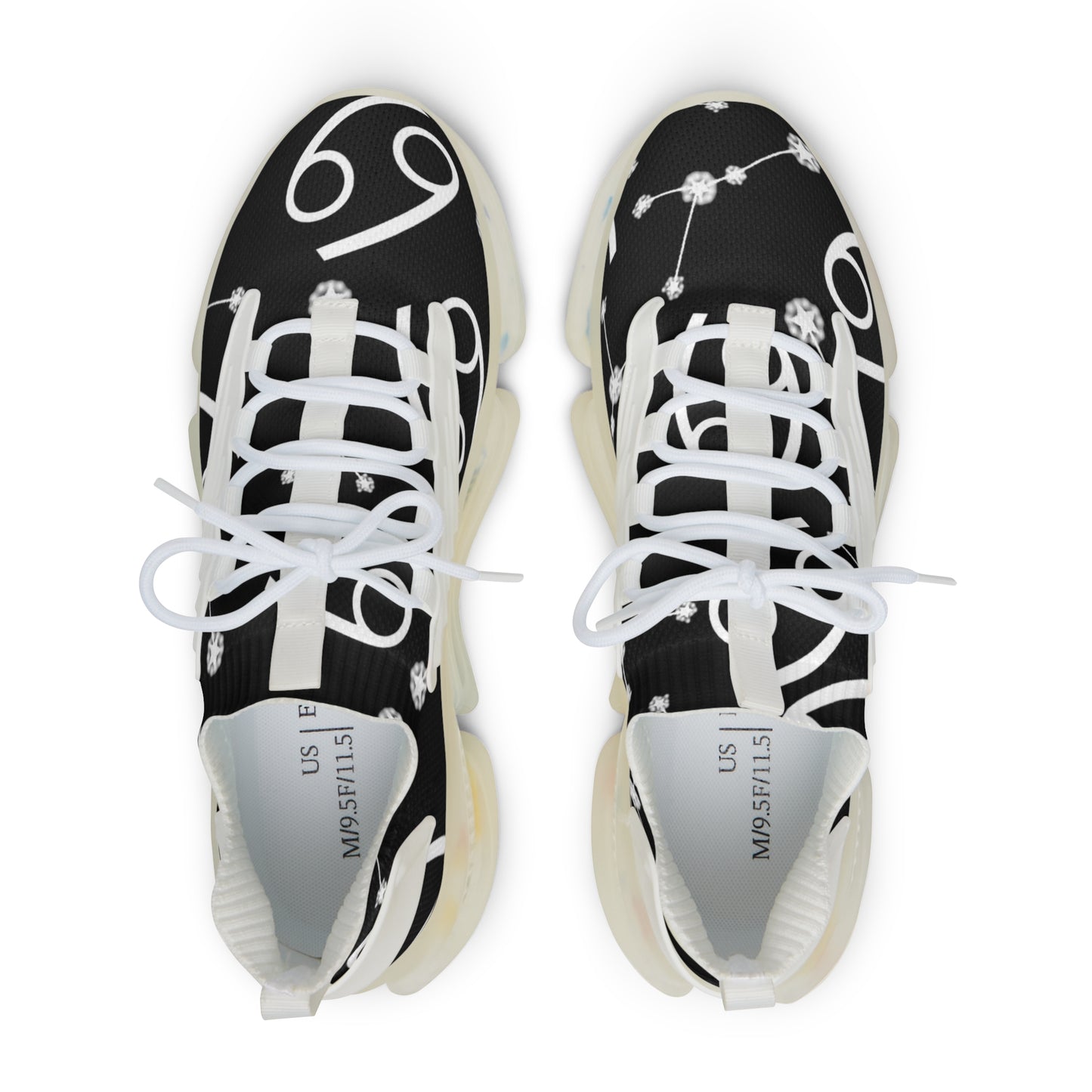 Men's Mesh Sneakers, Cancer Zodiac Sign, AOP, Black