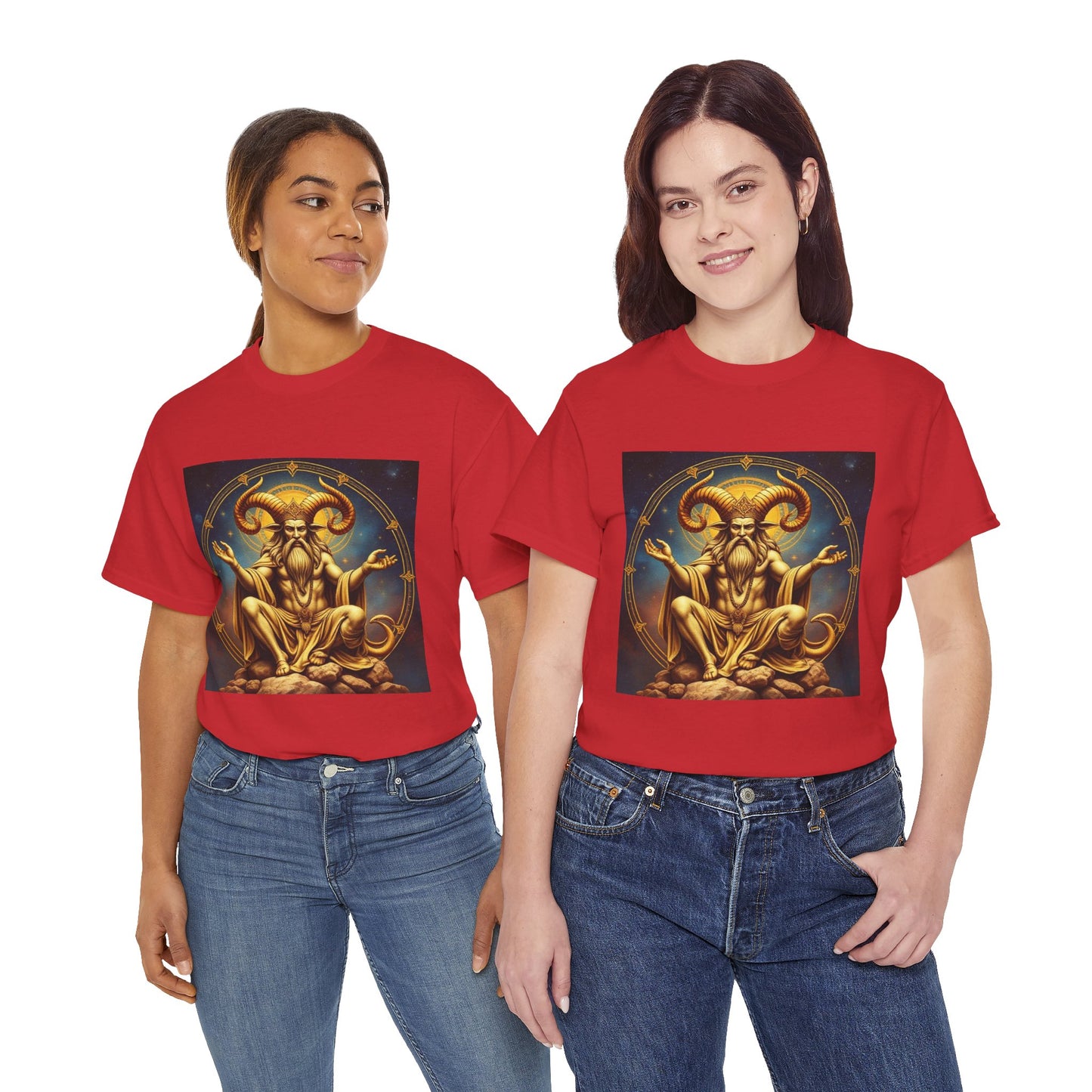 Unisex Heavy Cotton T-Shirt, On The Throne, Taurus Zodiac Design