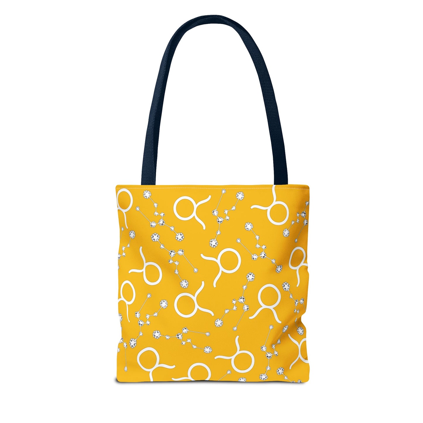 Tote Bag, Taurus Zodiac Sign, AOP, (Yellow, White)