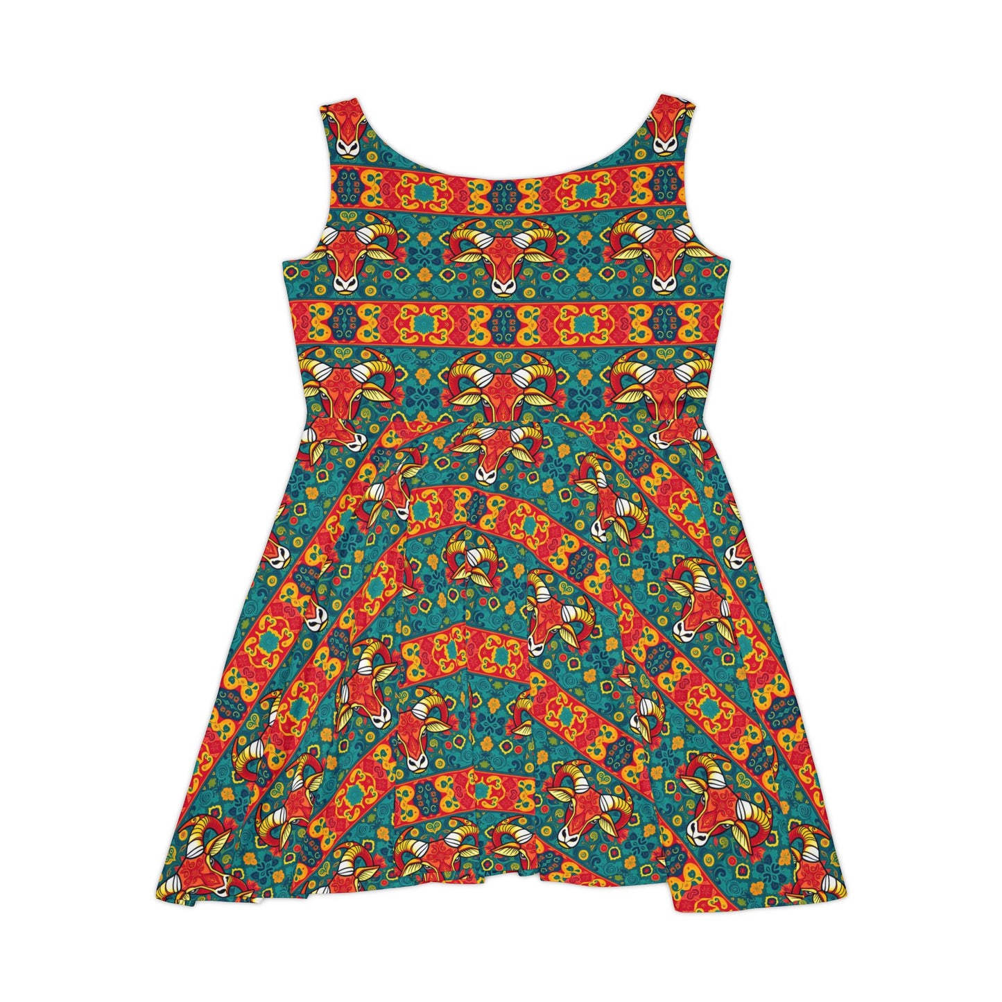 Women's Skater Dress, AOP, Zodiac v1, Taurus, Pattern