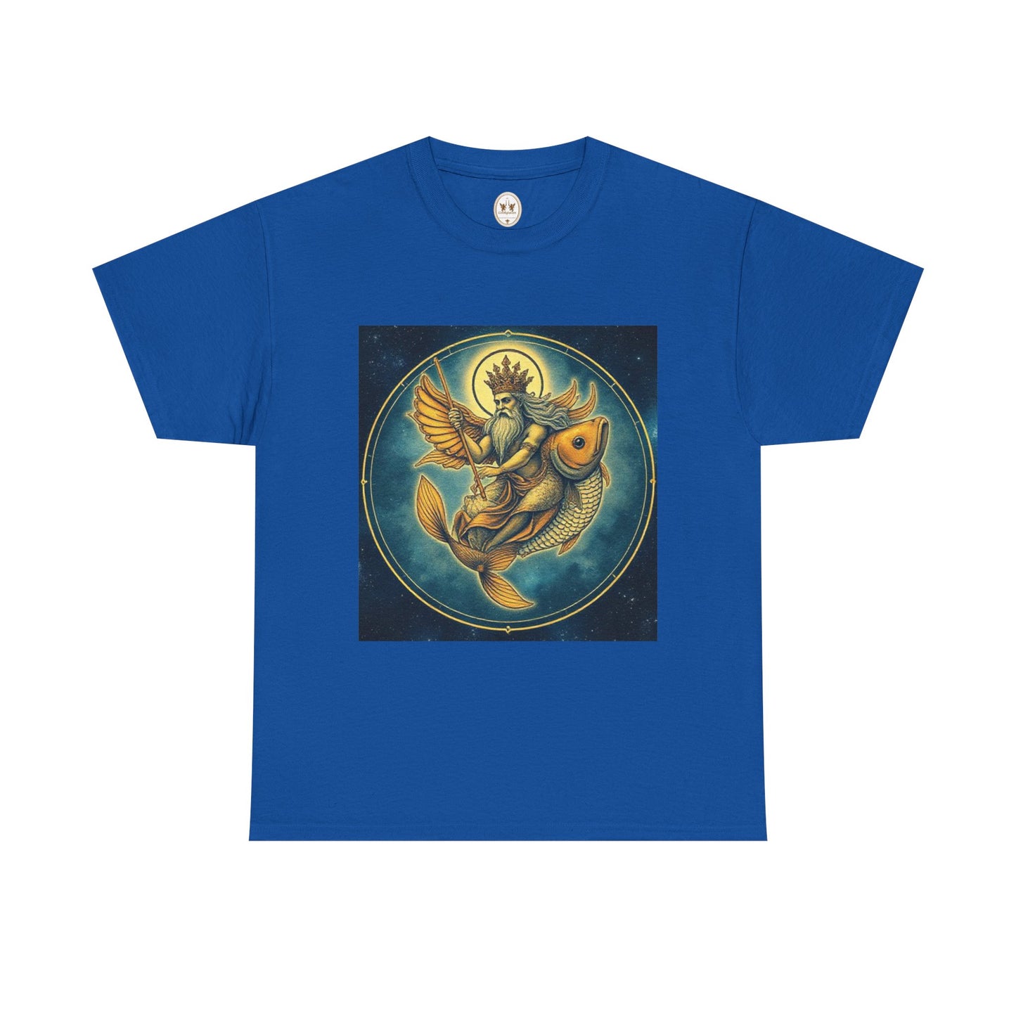 Unisex Heavy Cotton T-Shirt, Pisces King. Zodiac Design