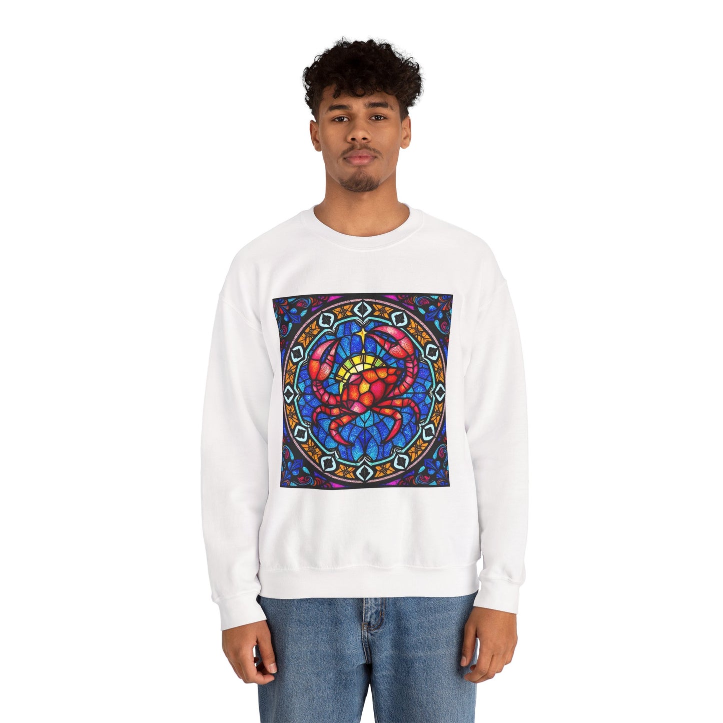 Unisex Heavy Blend™ Crewneck Sweatshirt, Glass 1, Cancer Zodiac Design