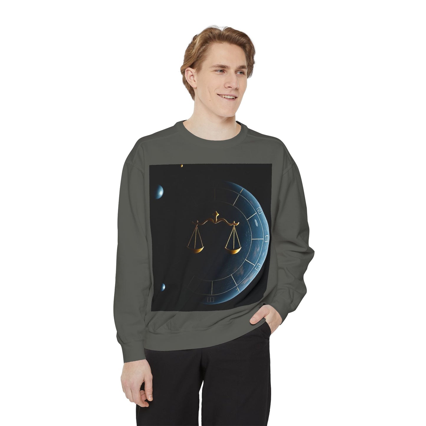 Garment-Dyed Sweatshirt, Unisex, Space Animal Design v1, Libra