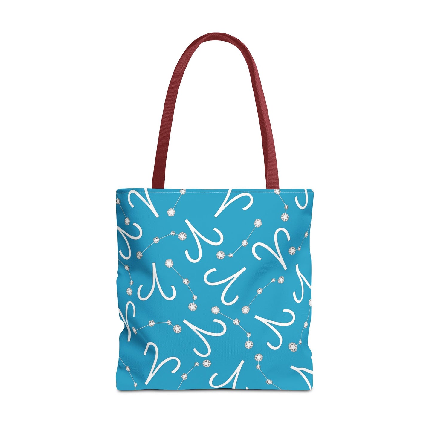 Tote Bag, Aries Zodiac Sign, AOP, (Turquoise, White)