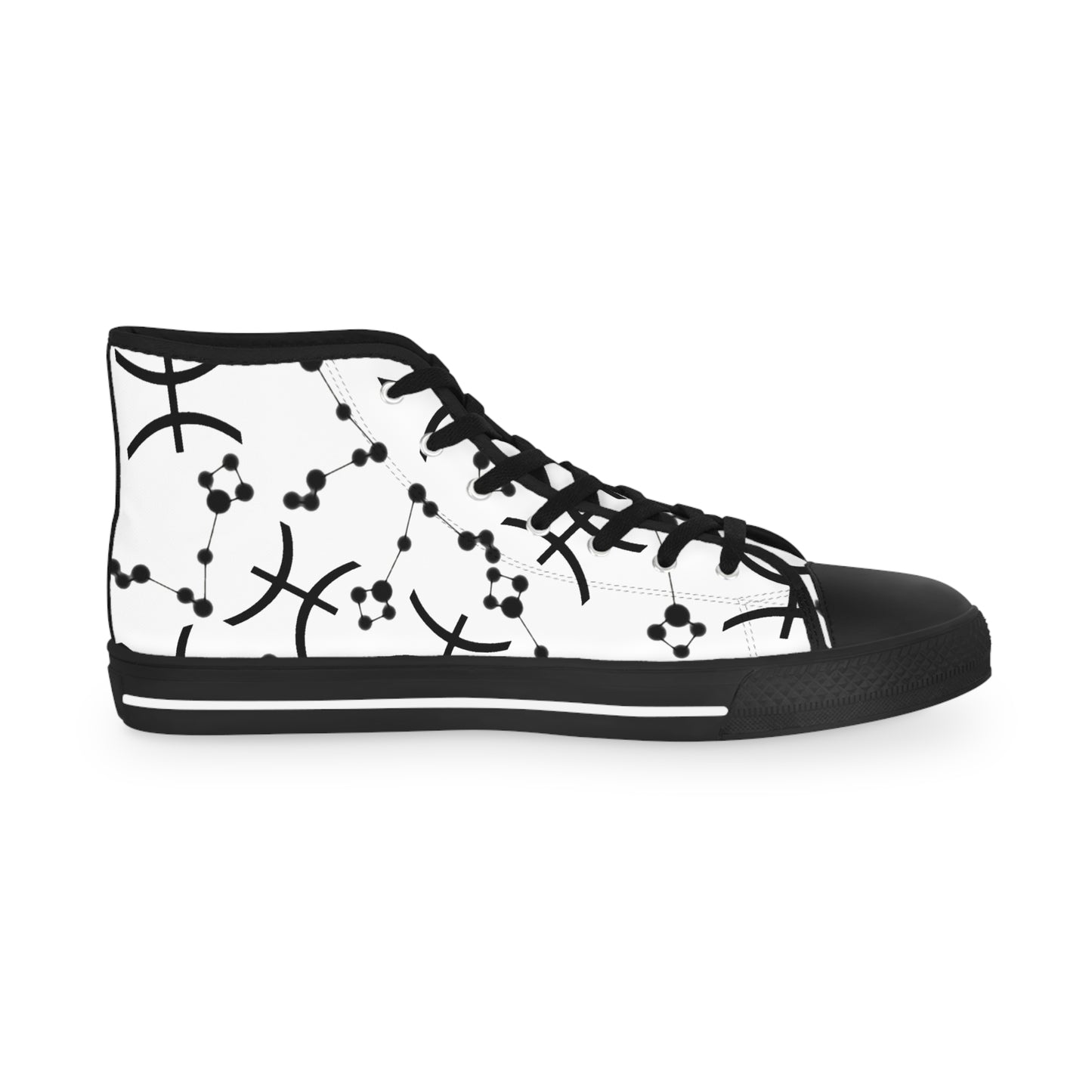 Men's High Top Sneakers, Breathable polyester canvas, Pisces Zodiac Design