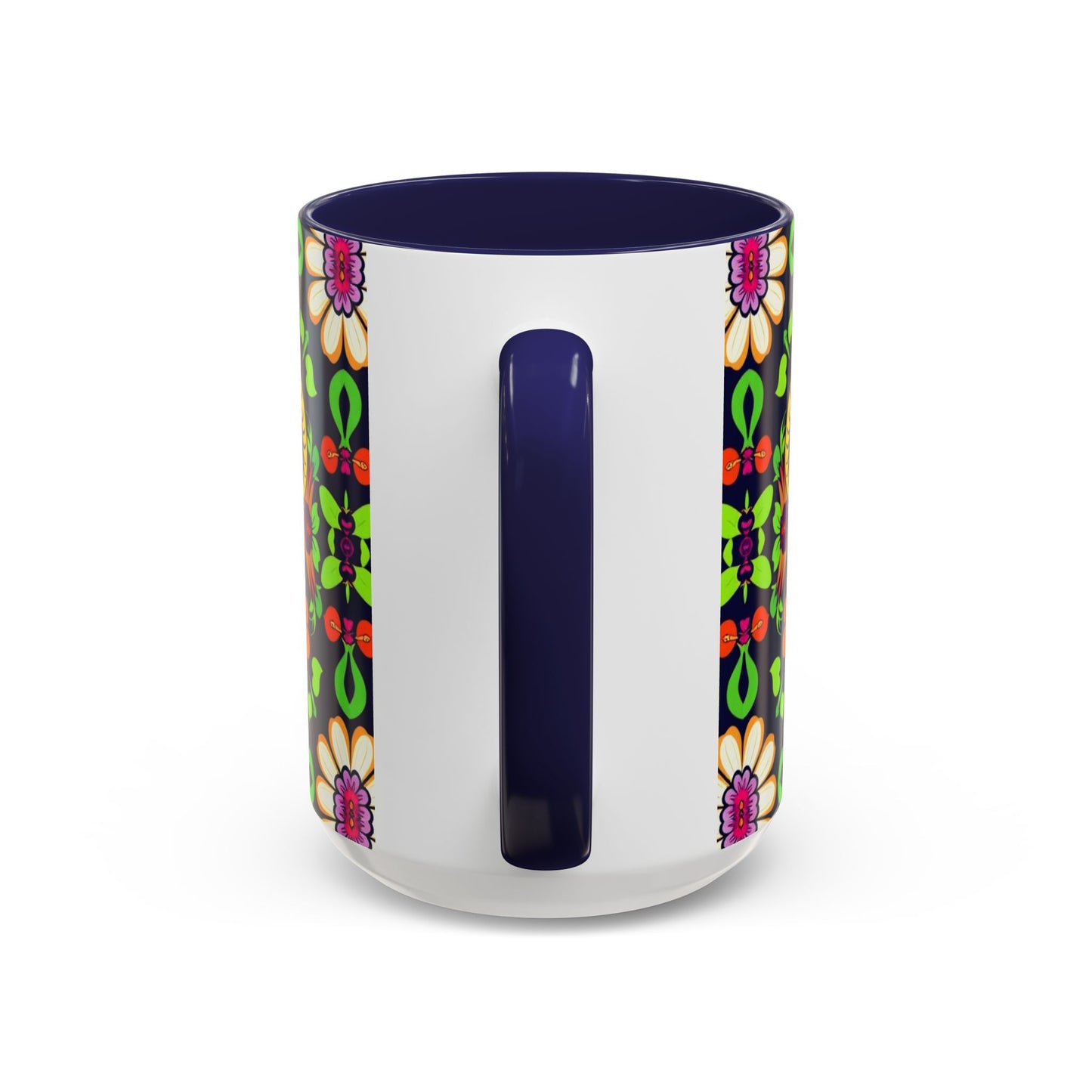 Accent Coffee Mug, Aries, Zodiac v2, Flower Pattern, (11, 15oz)
