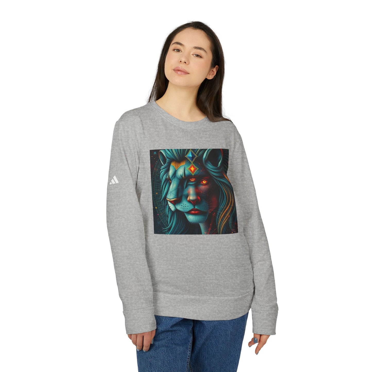 Adidas, Unisex Fleece Crewneck Sweatshirt, Leo, Pop Art, Zodiac