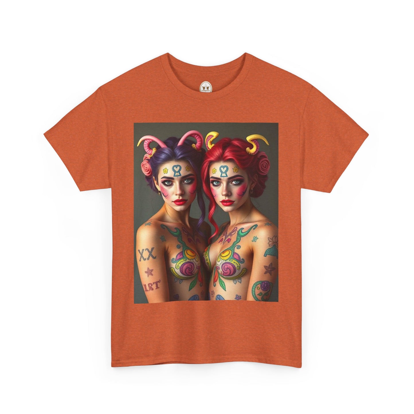 Unisex Heavy Cotton T-Shirt, Gemini, Zodiac v3, Sexy Art
