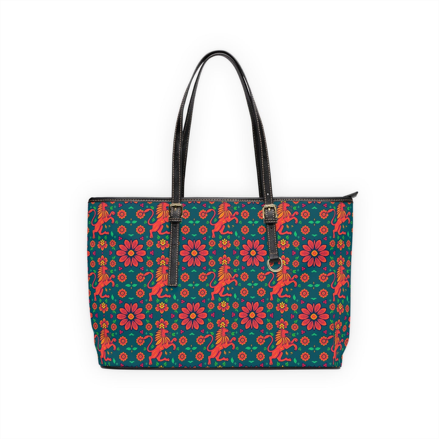 Leather Shoulder Bag, Leo, Zodiac v1, Flower Pattern