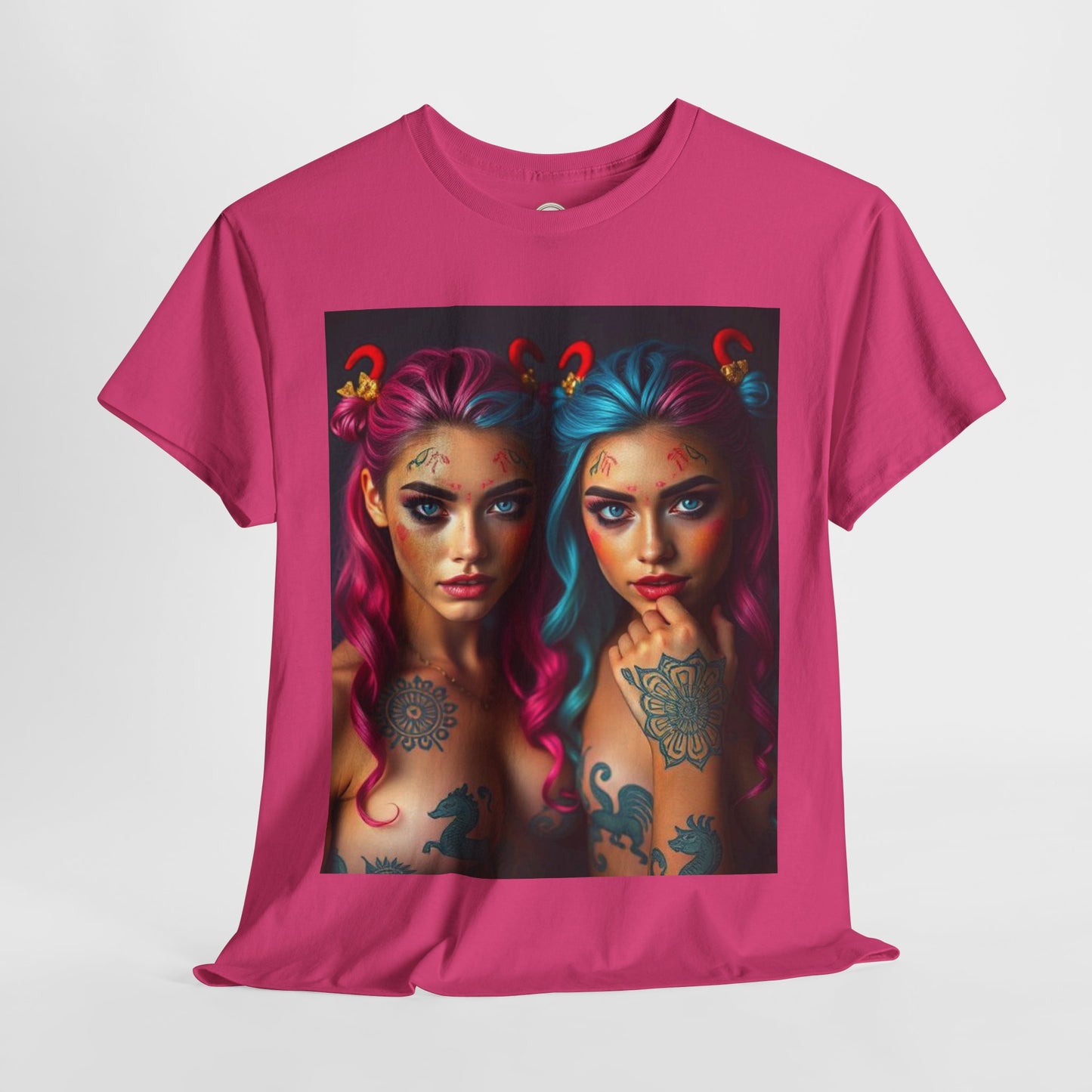 Unisex Heavy Cotton T-Shirt, Gemini, Zodiac v1, Sexy Art