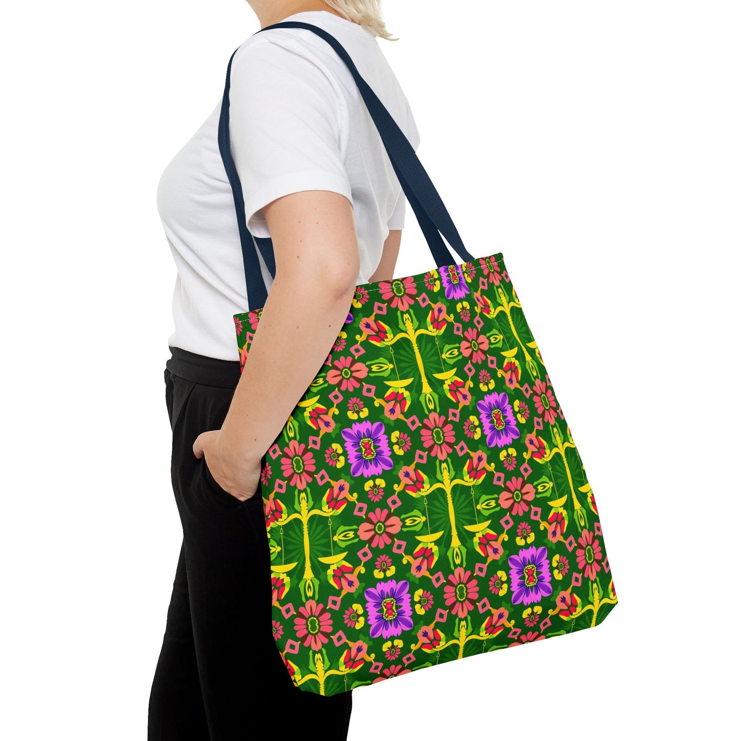 Tote Bag (AOP), Libra, Zodiac, Flower Pattern