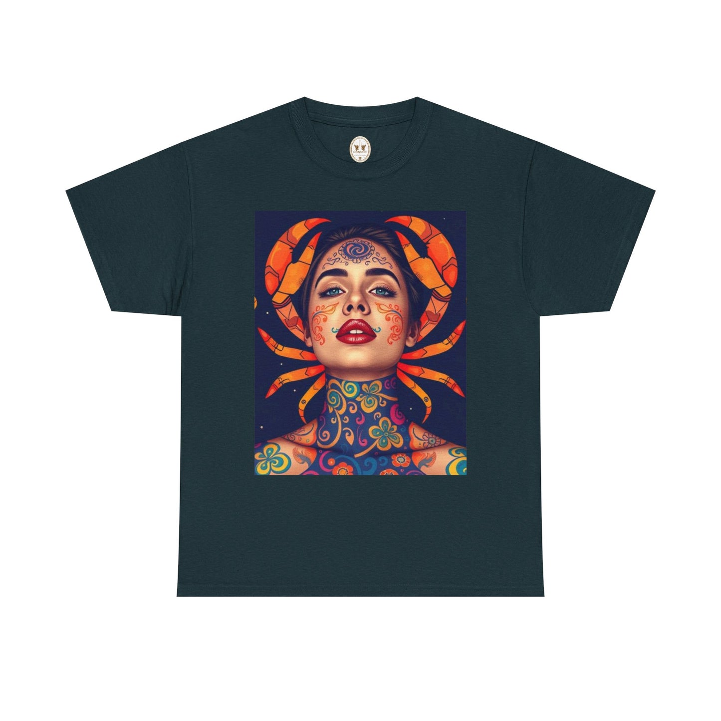Unisex Heavy Cotton T-Shirt, Cancer, Zodiac v2, Sexy Art