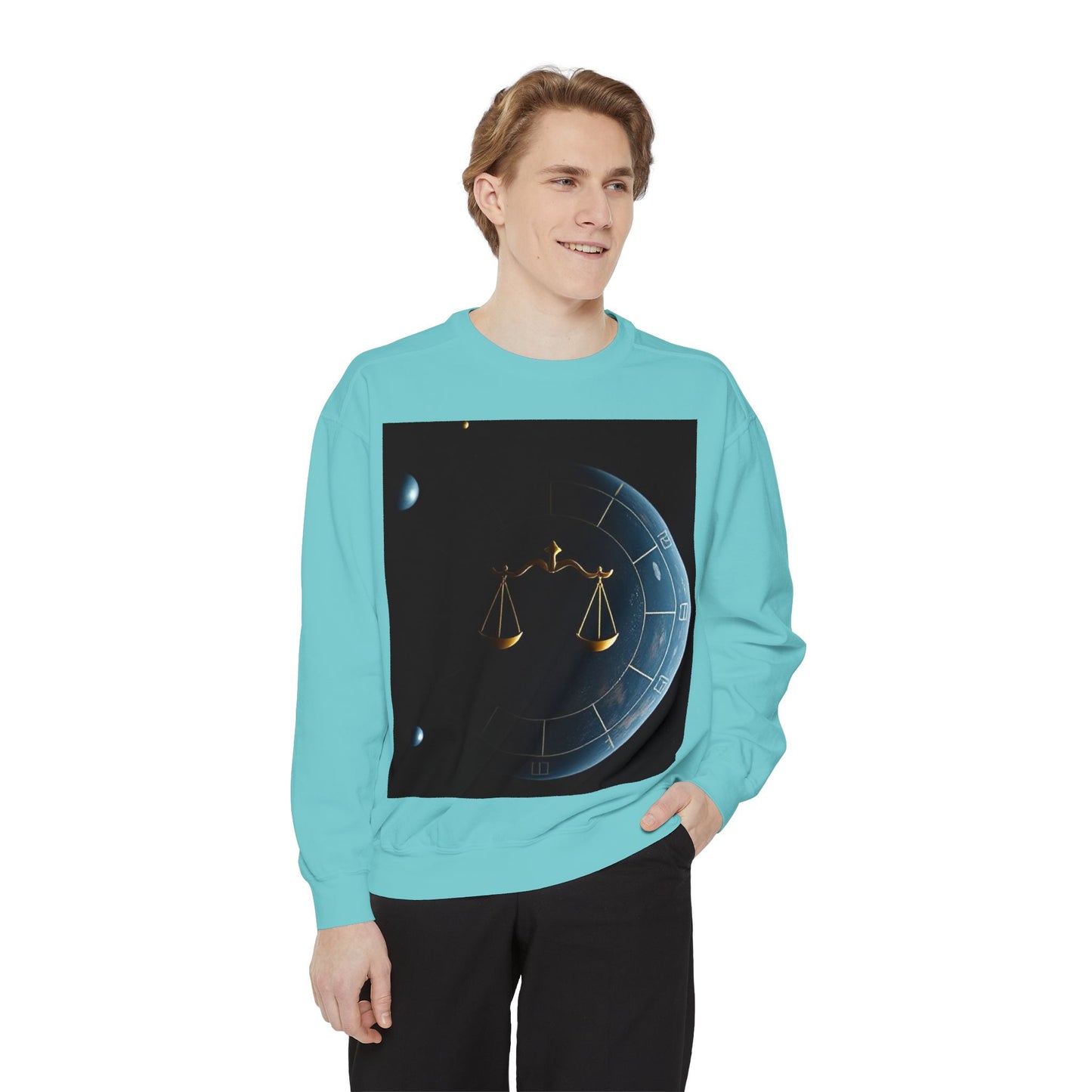 Garment-Dyed Sweatshirt, Unisex, Space Animal Design v1, Libra