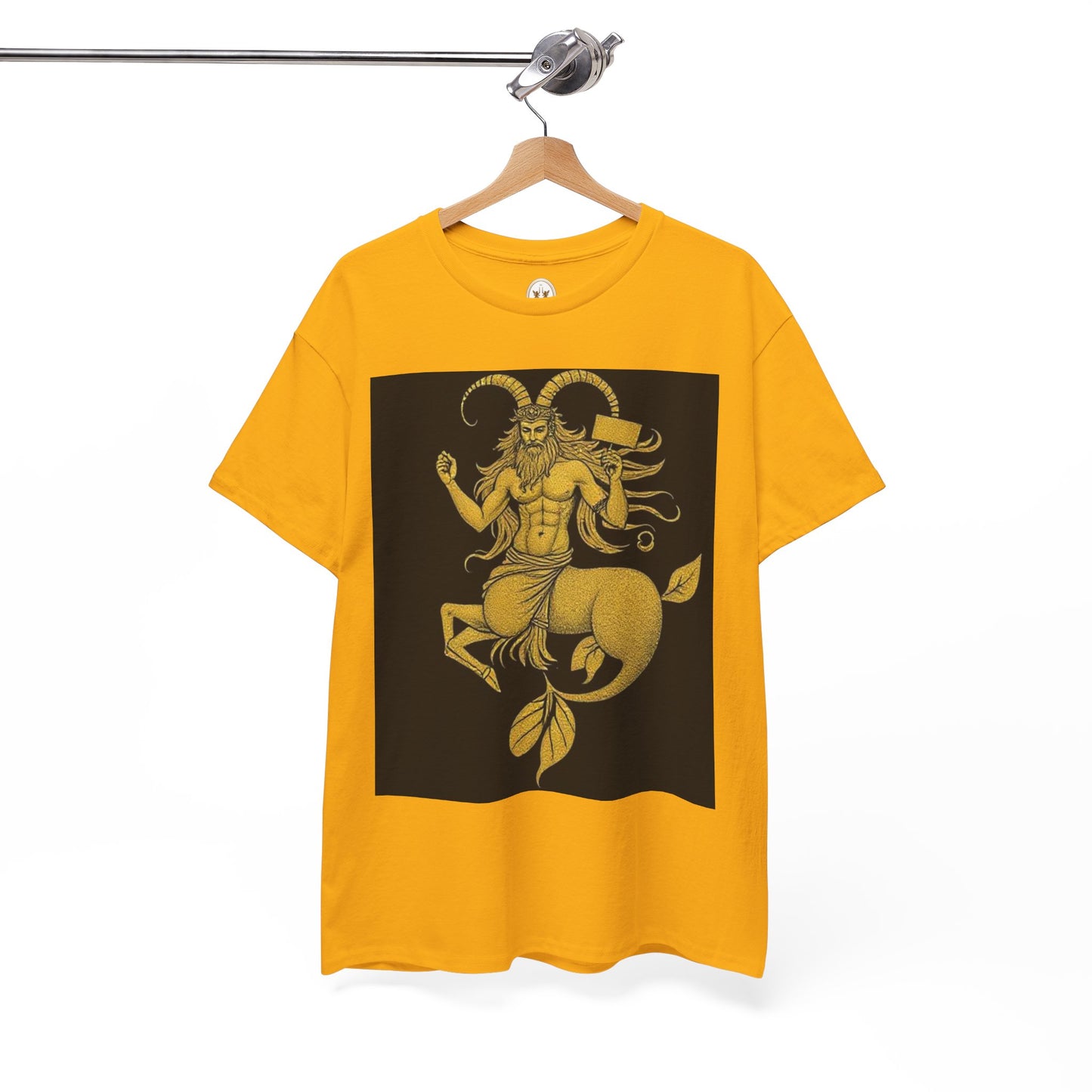 Unisex Heavy Cotton T-Shirt, Capricorn God, Zodiac Design