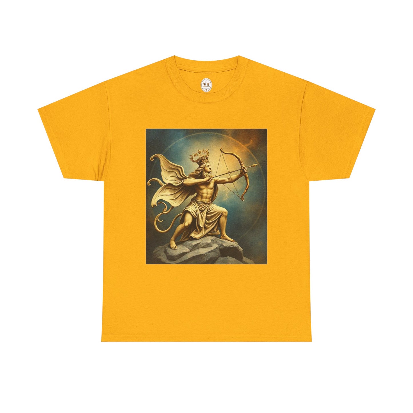 Unisex Heavy Cotton T-Shirt, Sagittarius King, Bow & Arrow v1, Zodiac Design