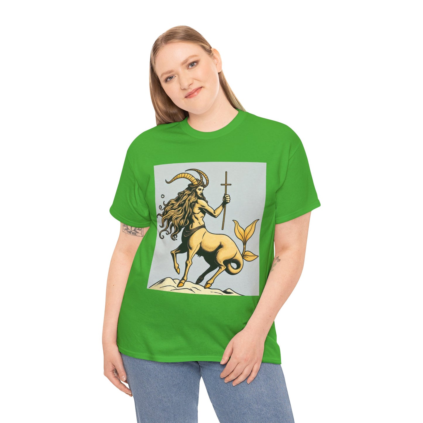 Unisex Heavy Cotton T-Shirt, Capricorn God v3, Zodiac Design