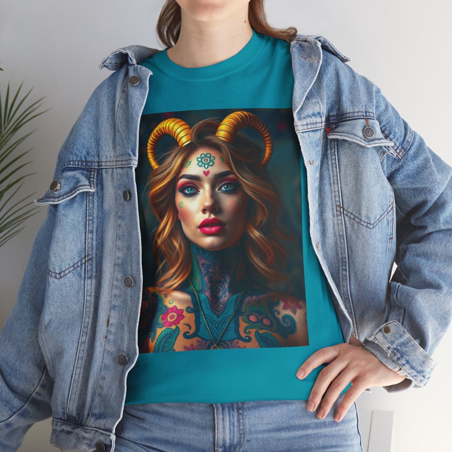 Unisex Heavy Cotton T-Shirt, Capricorn, Zodiac v1, Sexy Art