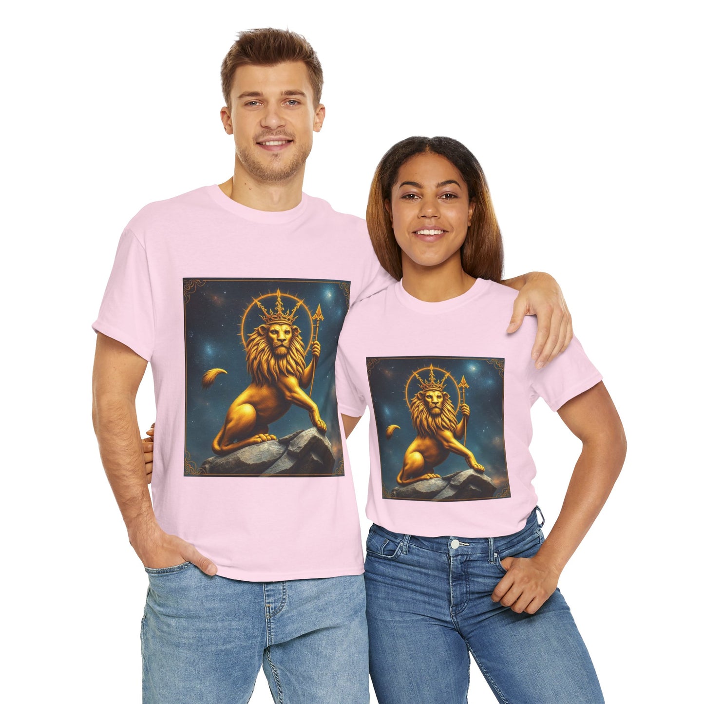 Unisex Heavy Cotton T-Shirt, King of Lions, Leo Zodiac Design