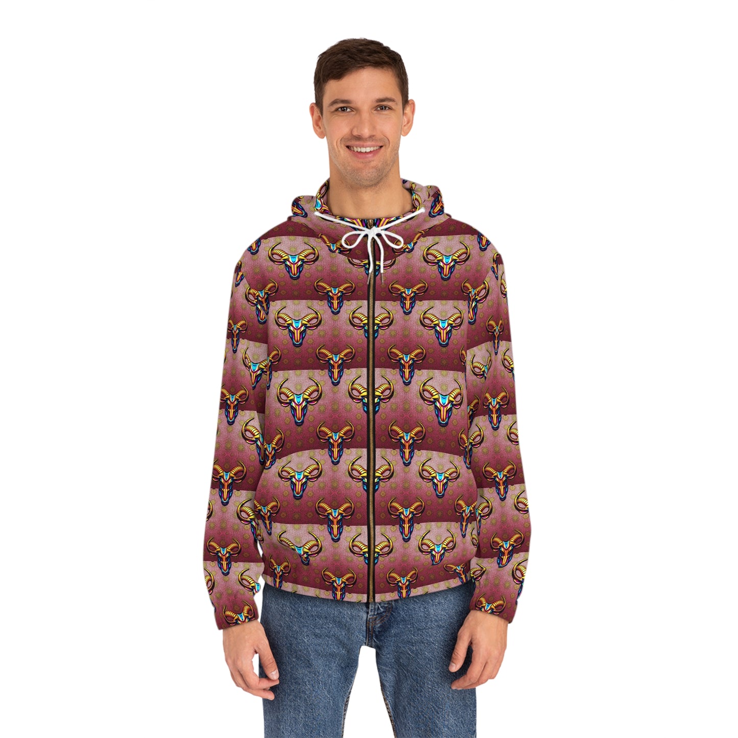 Full-Zip Hoodie (AOP), Taurus, Zodiac v3, Pattern