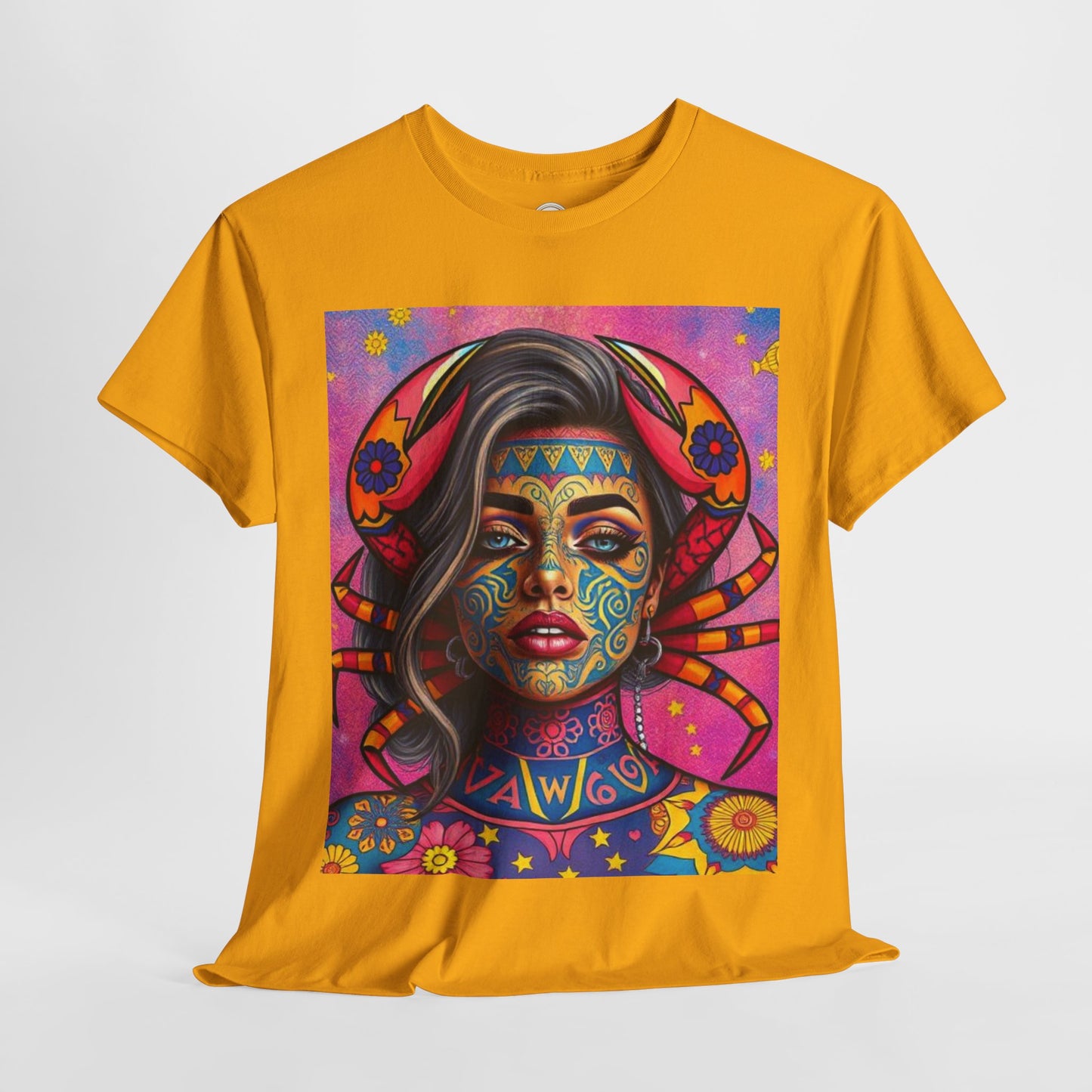 Unisex Heavy Cotton T-Shirt, Cancer, Zodiac v3, Sexy Art