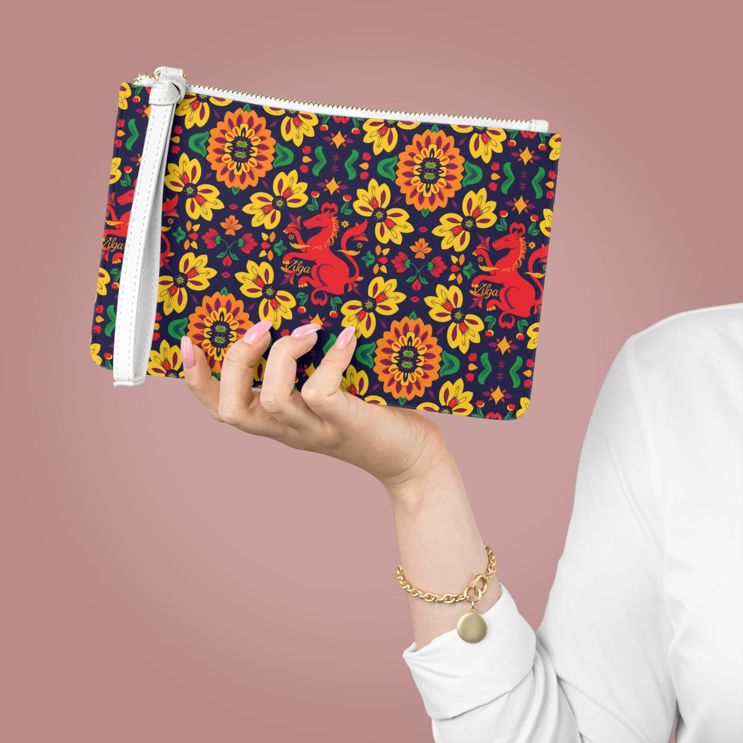 Clutch Bag, Virgo, Zodiac v4, Flower Pattern