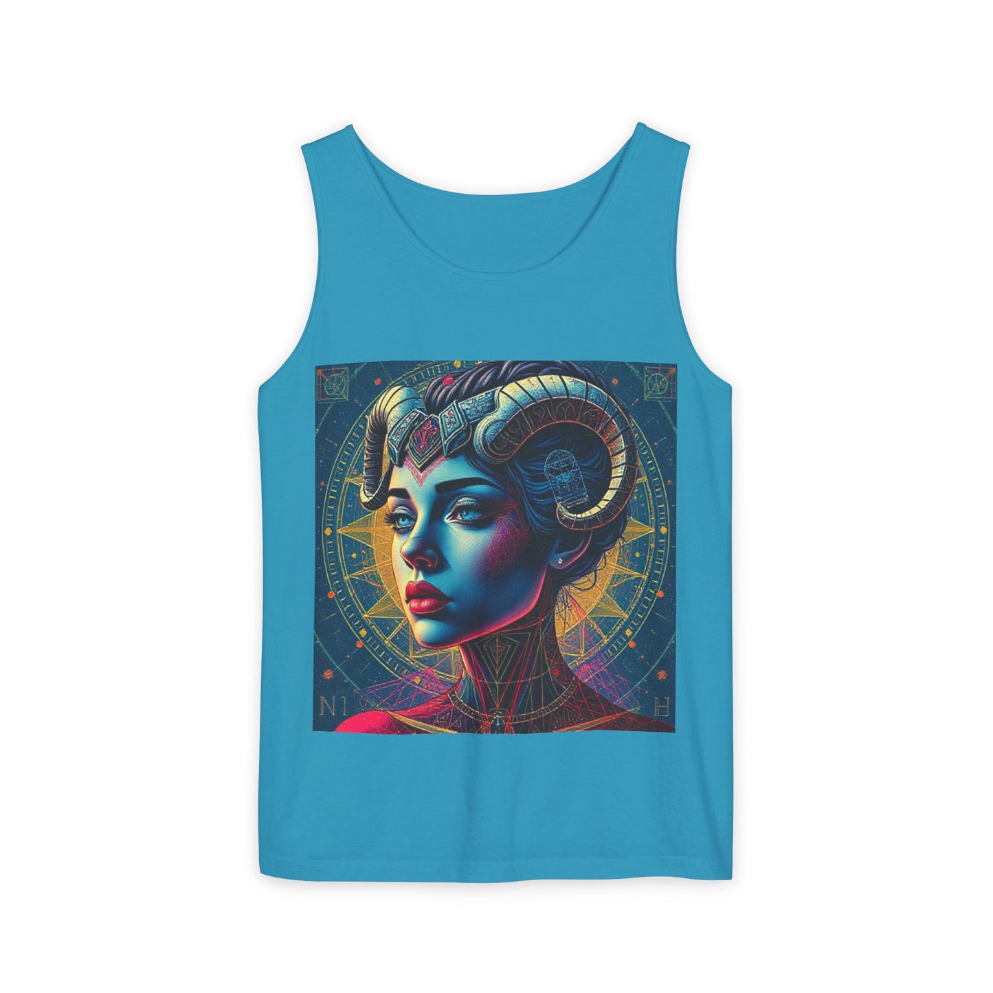Unisex Garment-Dyed, Tank Top, Aries Design, Pop Art v1, 100% Ringspun US cotton