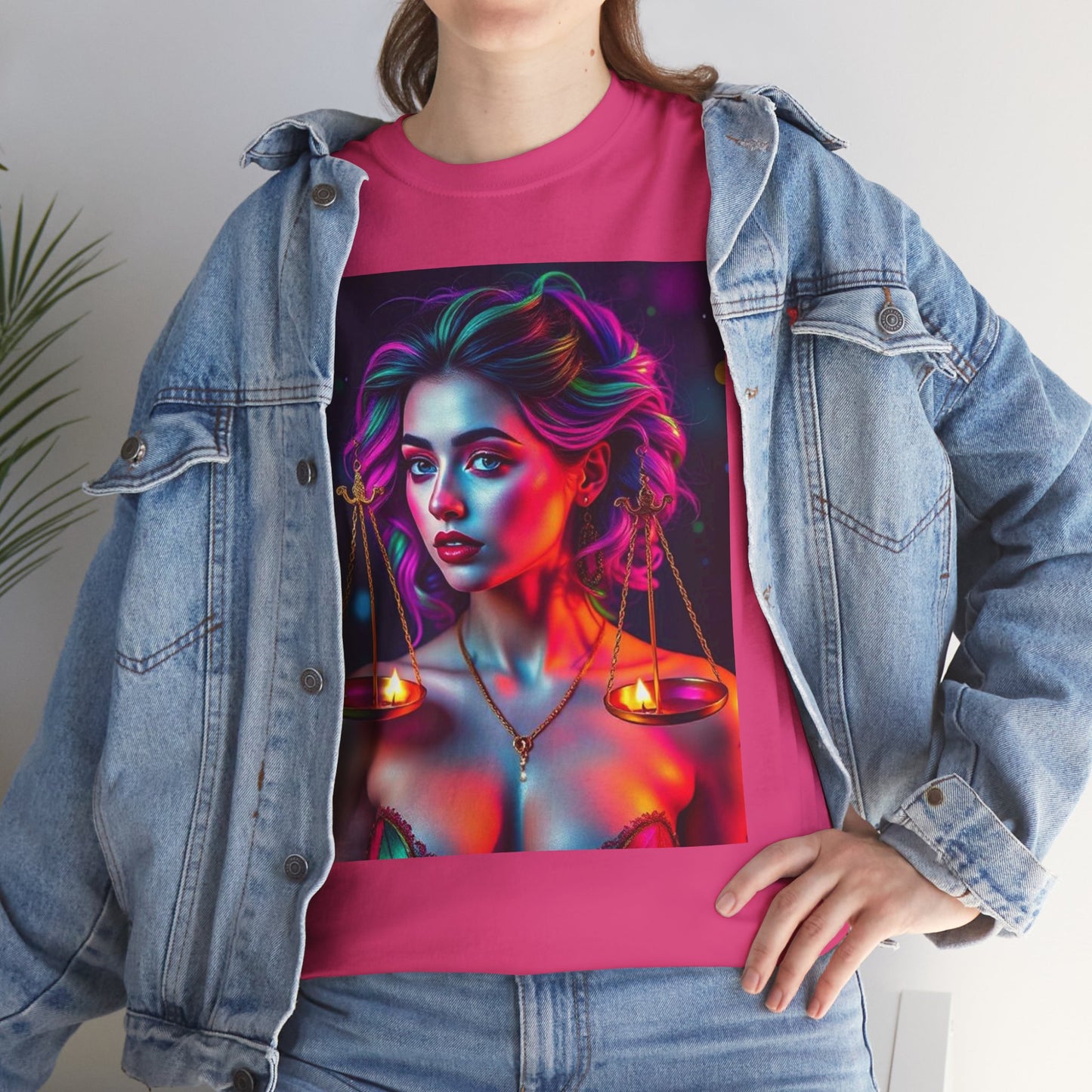 Unisex Heavy Cotton T-Shirt, Libra, Zodiac v3, Sexy Art