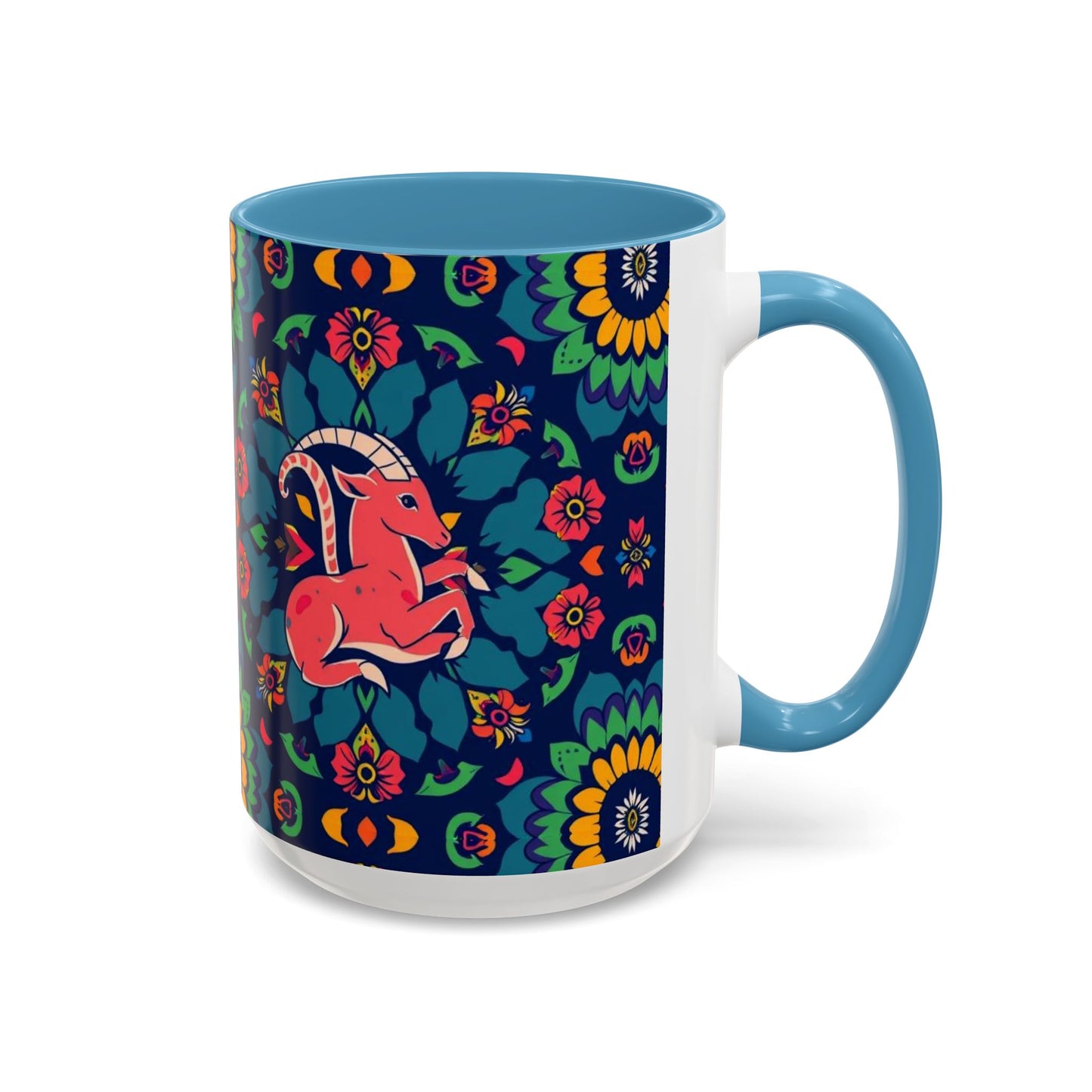 Accent Coffee Mug, Capricorn, Zodiac, Flower Pattern, (11, 15oz)