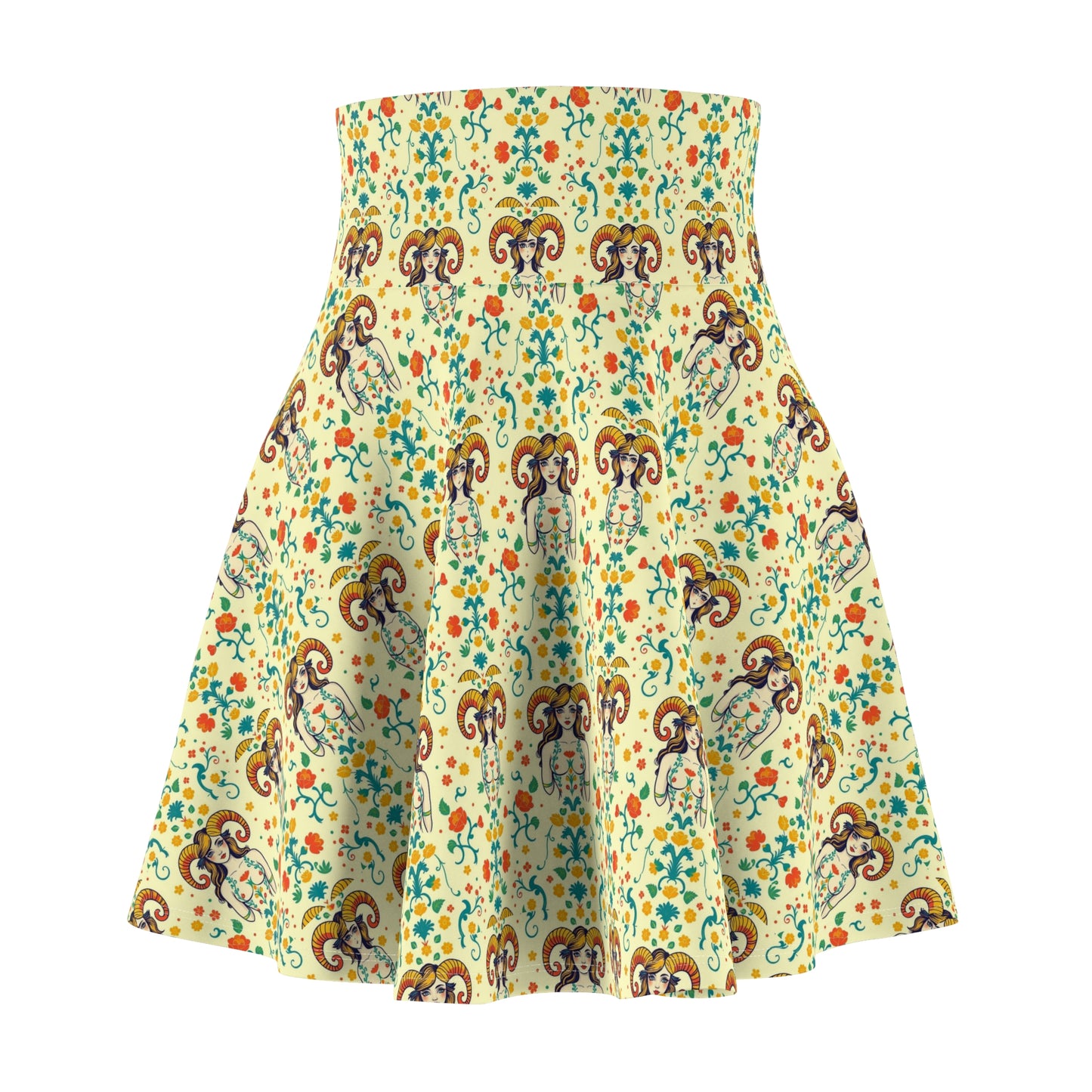 Women's Skater Skirt, (AOP), Aries, Zodiac v3, Sexy Pattern