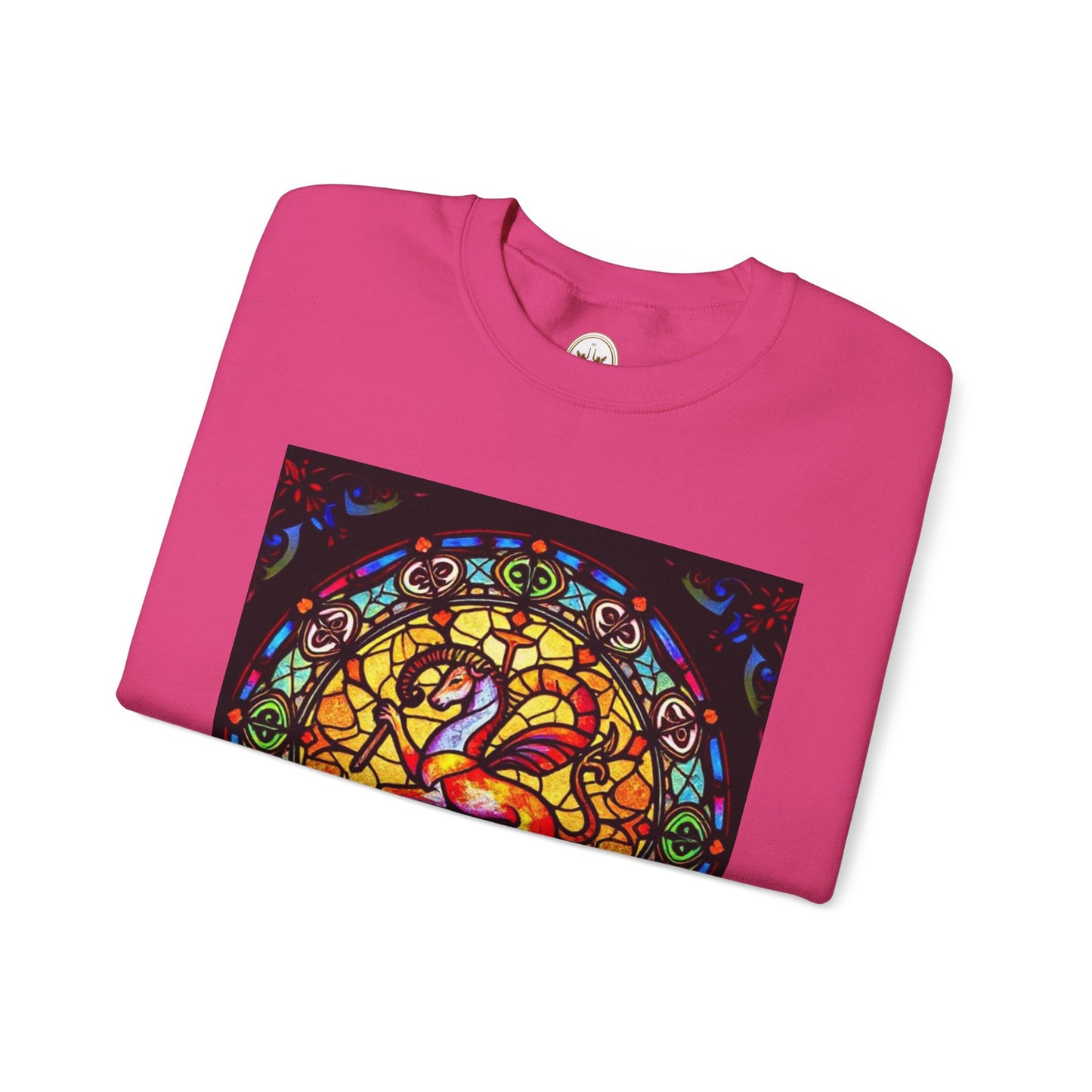 Unisex Heavy Blend™ Crewneck Sweatshirt, Glass 1, Aries Zodiac Design