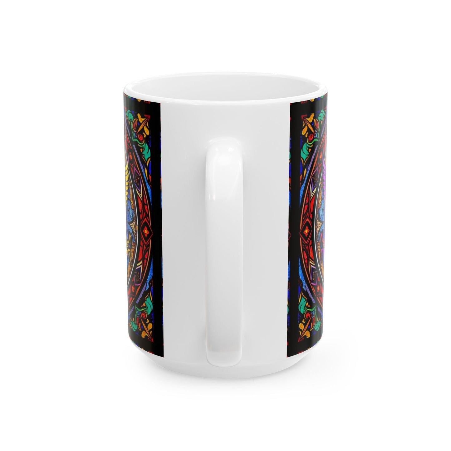 Ceramic Mug, (11oz, 15oz), Ceramic Coffee Mug, AOP, Glass Design v1, Gemini Zodiac