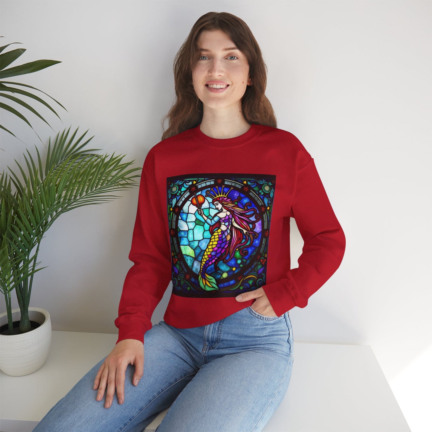 Unisex Heavy Blend™ Crewneck Sweatshirt, Glass, Aquarius Zodiac Design
