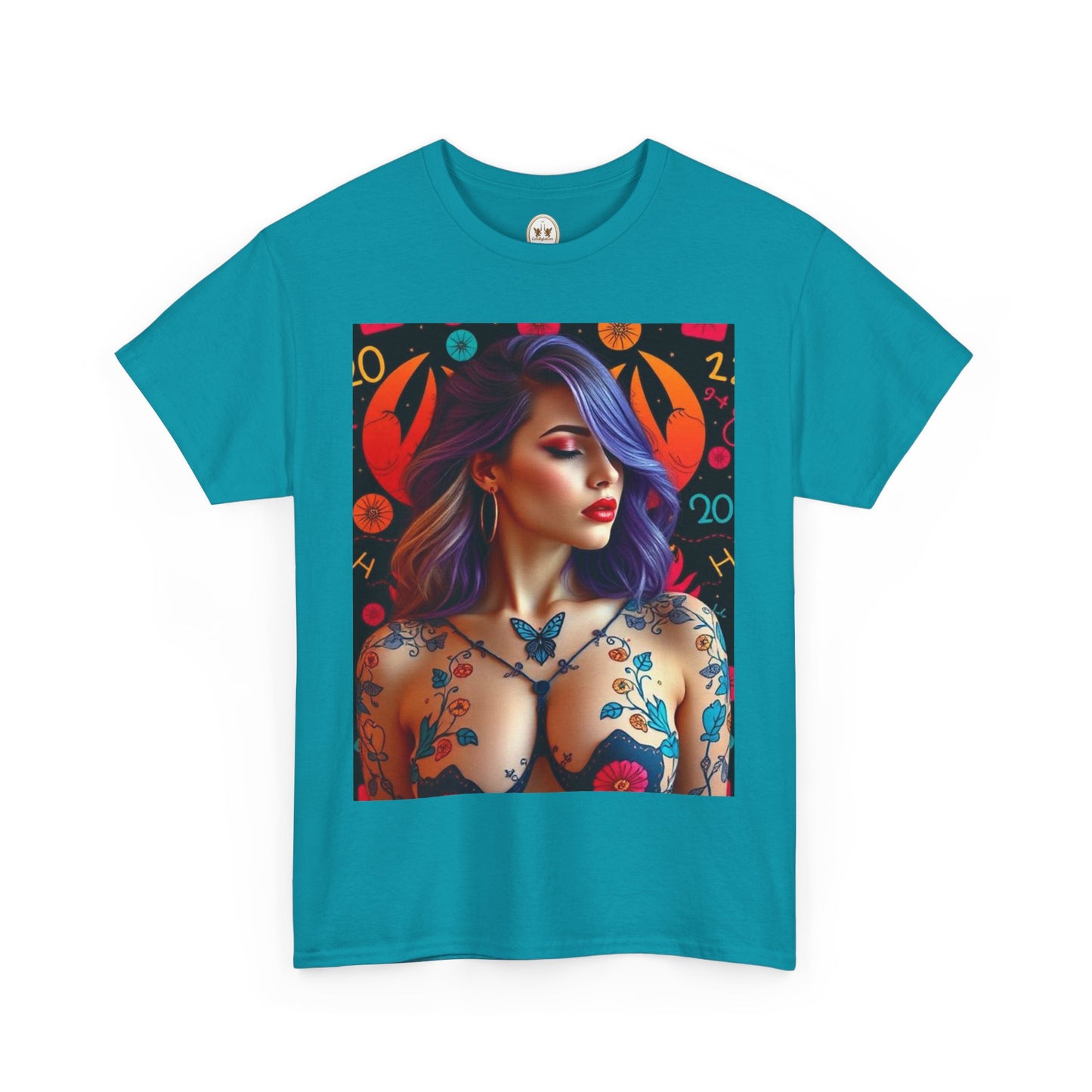 Unisex Heavy Cotton T-Shirt, Cancer, Zodiac, Sexy Art
