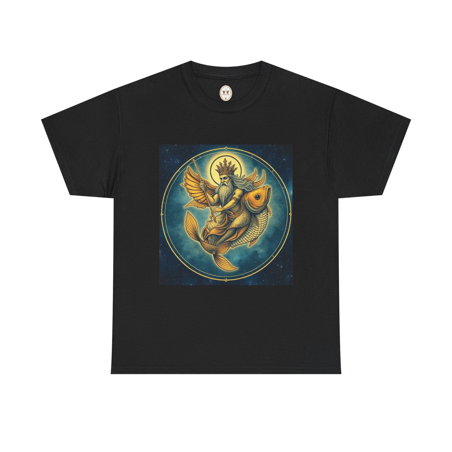 Unisex Heavy Cotton T-Shirt, Pisces King. Zodiac Design