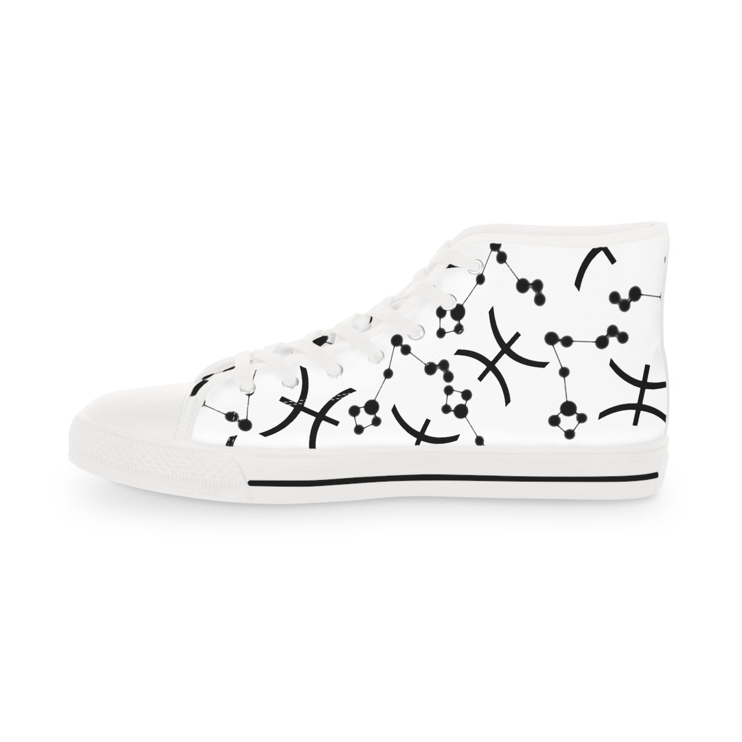 Men's High Top Sneakers, Breathable polyester canvas, Pisces Zodiac Design