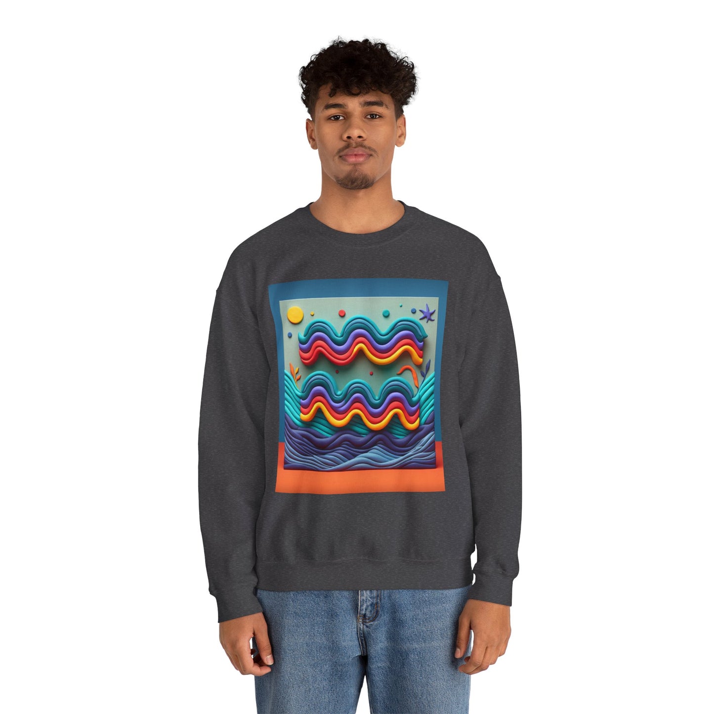 Unisex Heavy Blend™ Crewneck Sweatshirt, Water Painting, Aquarius Zodiac Design
