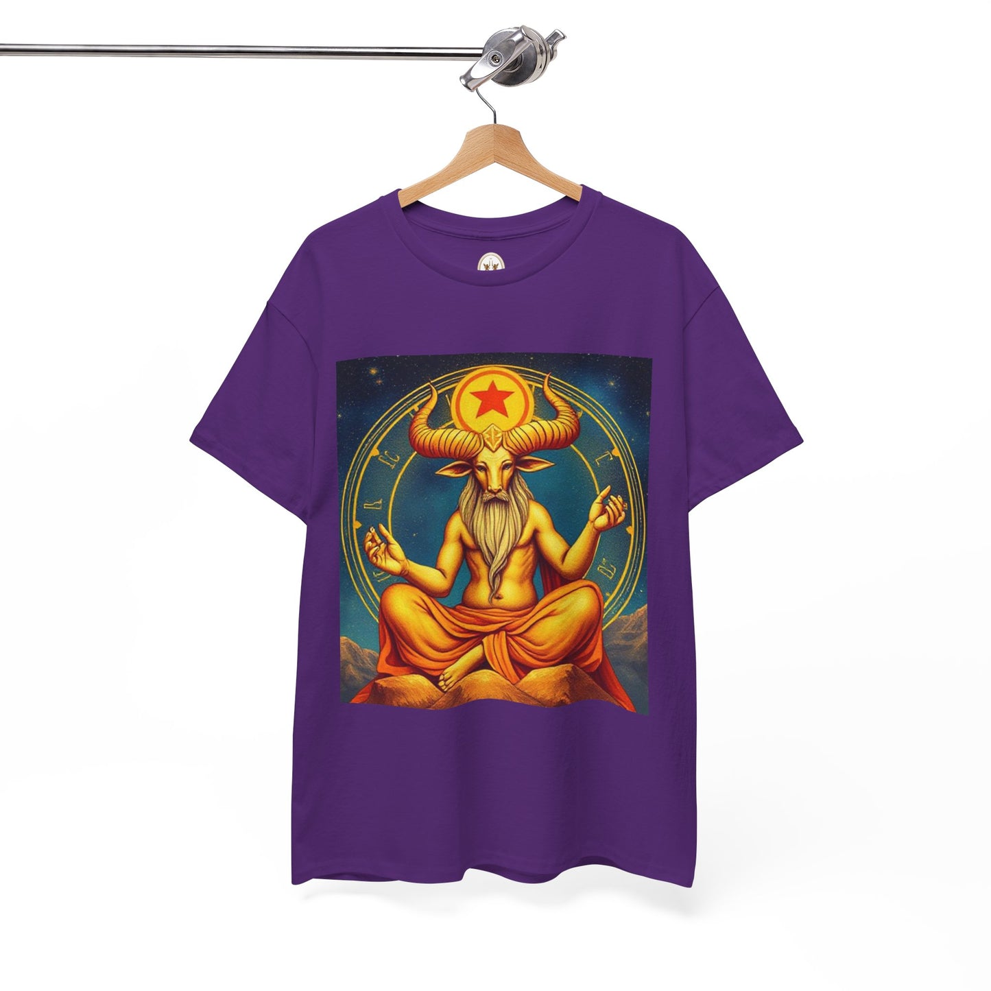 Unisex Heavy Cotton T-Shirt, Meditating Bull, Taurus Zodiac Design